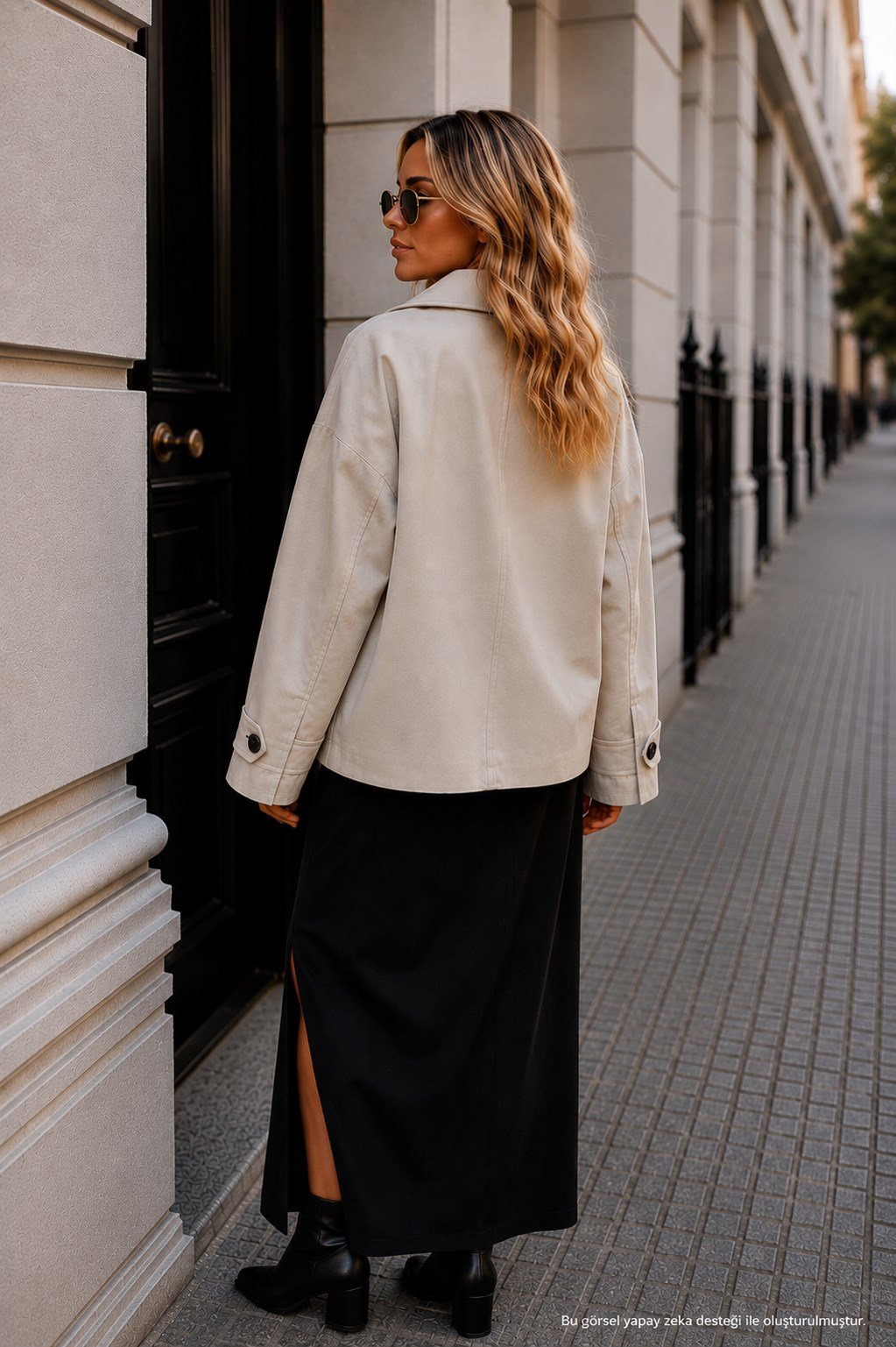 Kadın Kadifemsi Taş Geniş Kesim Oversize Ceket-0050840367 - LaykMayk - 0050840367