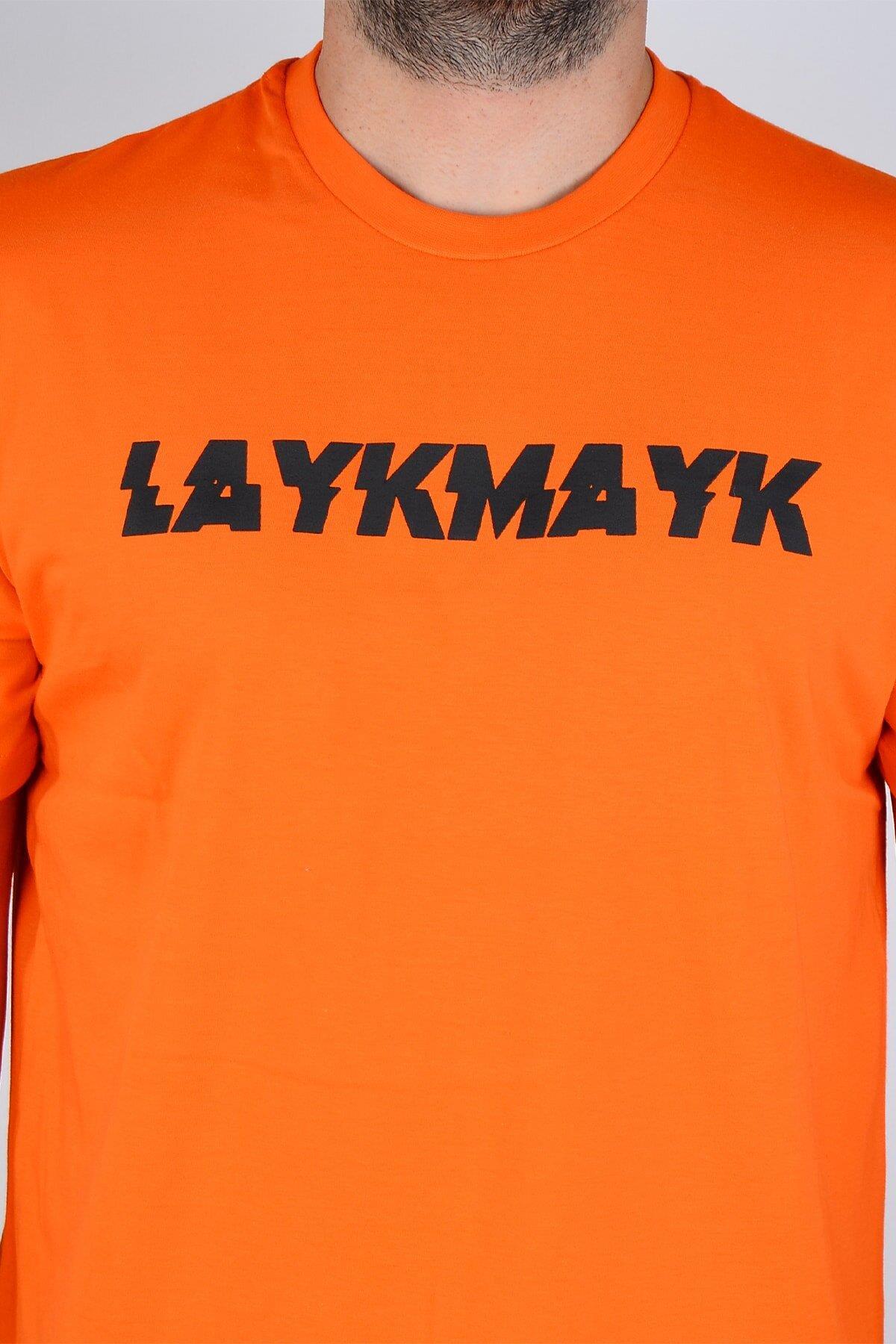 Layk Mayk Kabartma Baskılı Erkek Relaxed Fit Turuncu T-shirt - lykmyk1 - LaykMayk - lykmyk1-1