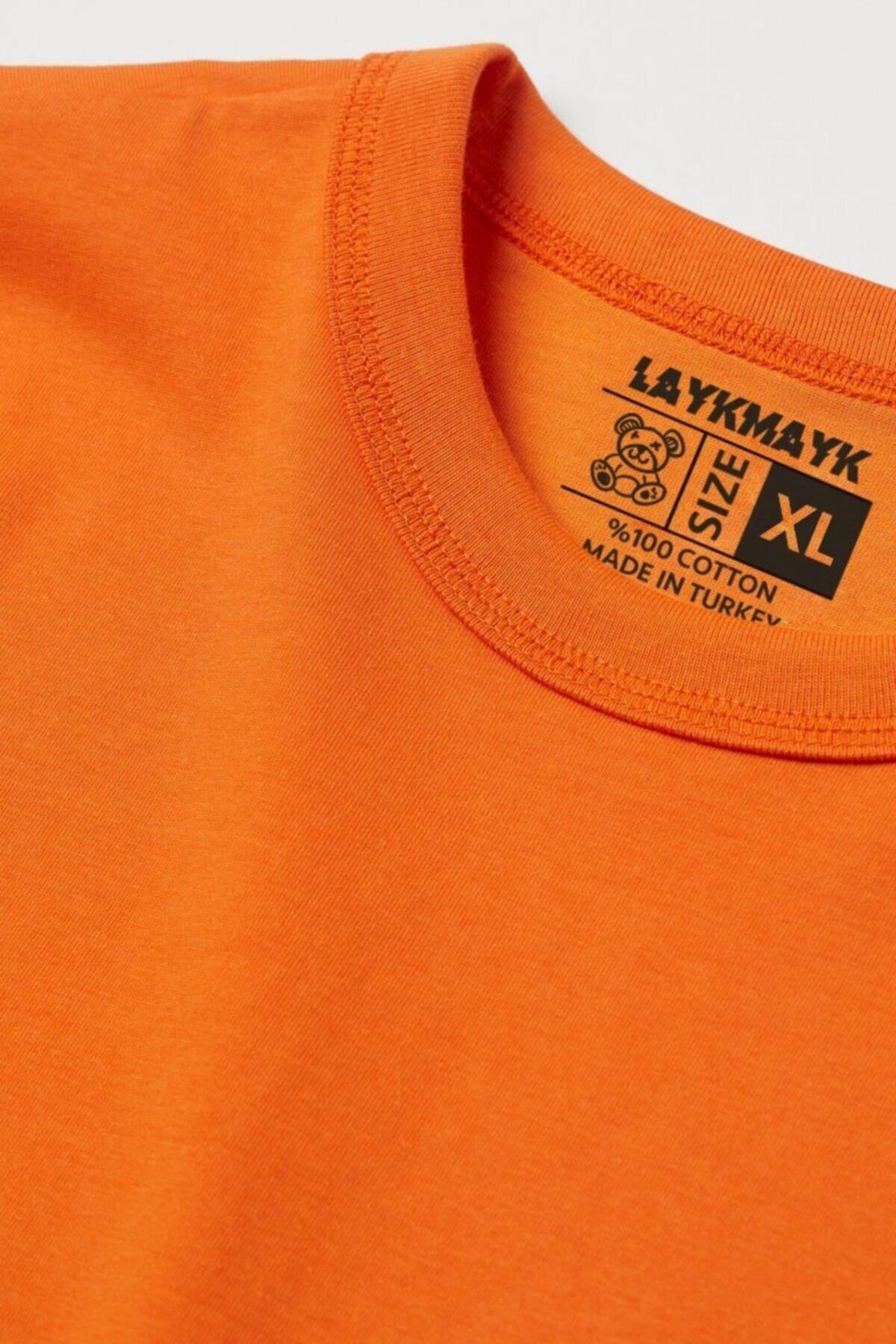 Layk Mayk Kabartma Baskılı Erkek Relaxed Fit Turuncu T-shirt - lykmyk1 - LaykMayk - lykmyk1-1