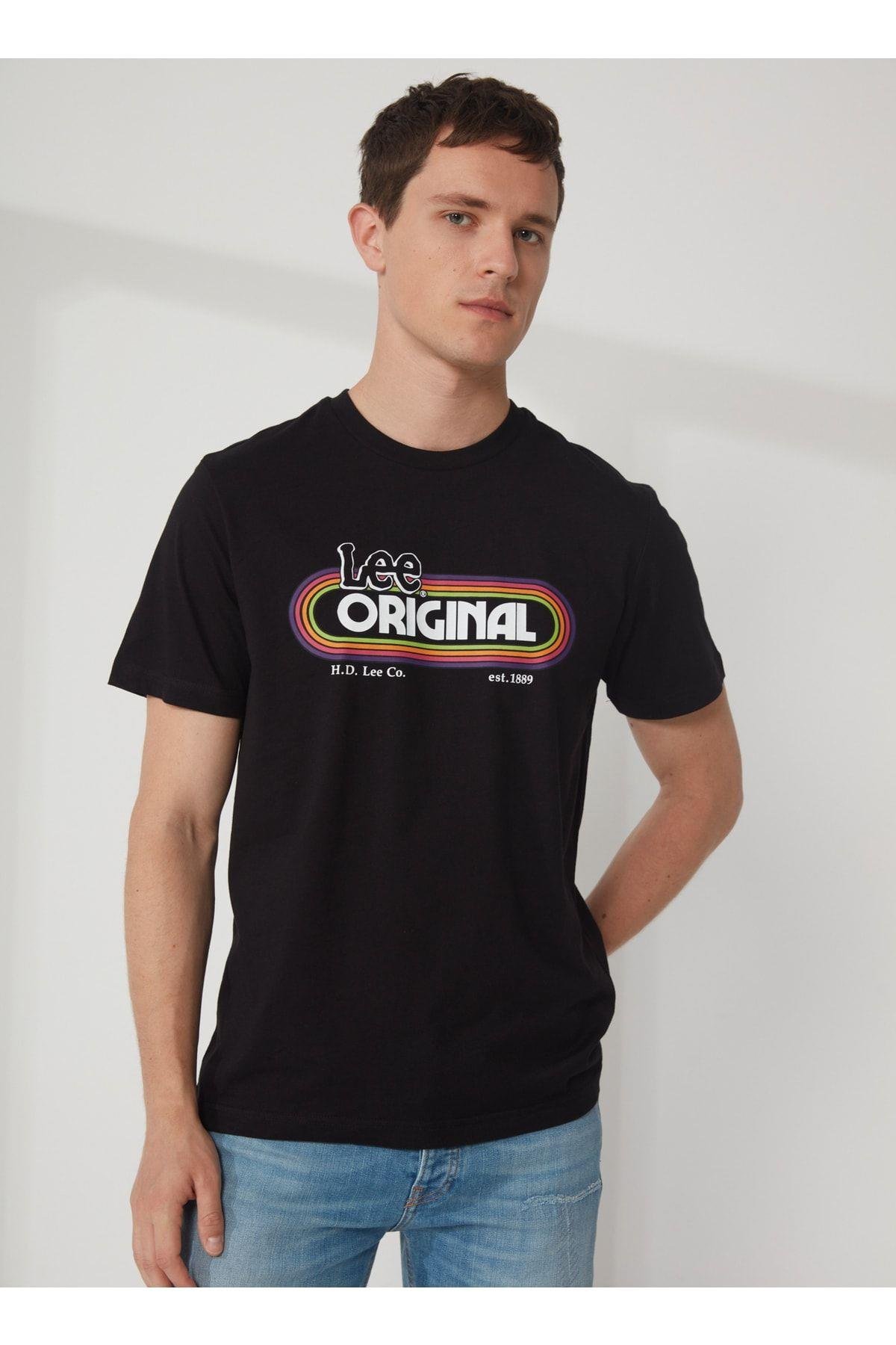 Lee Baskılı Bisiklet Yaka Siyah Erkek T-shirt - L231733001 - Lee - 5003007441