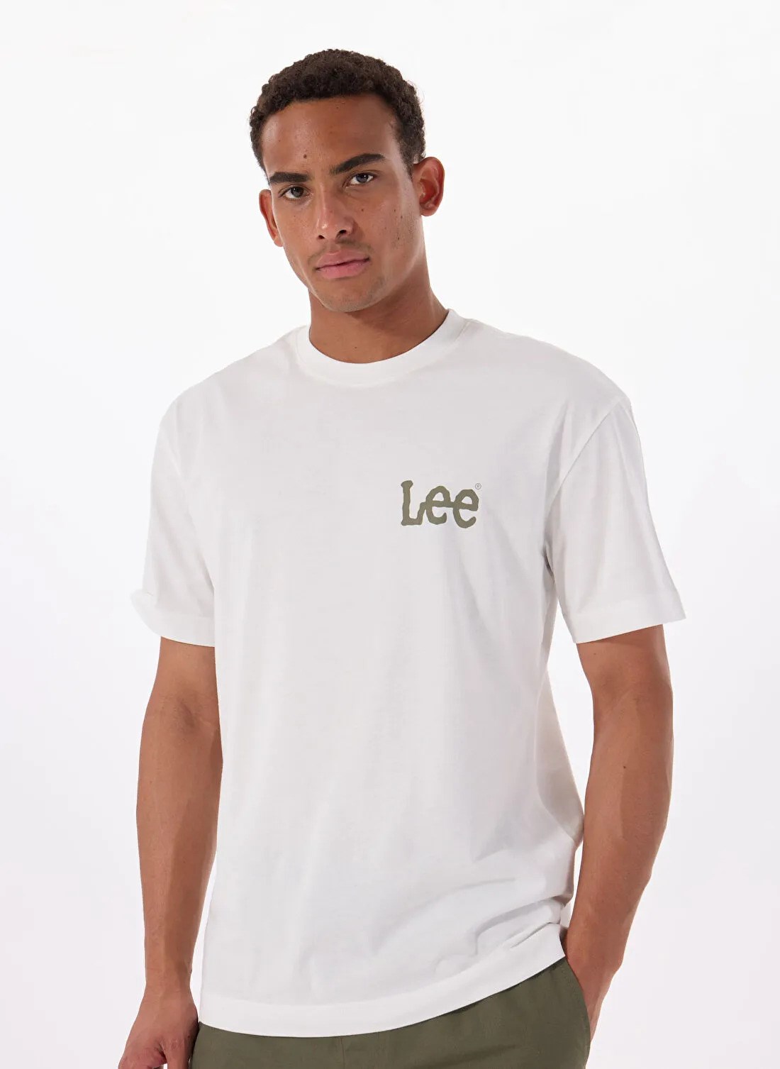 Lee Erkek Bisiklet Yaka Arkası Yazılı Beyaz Tişört - LM828731923  - Lee - LM828731923-2