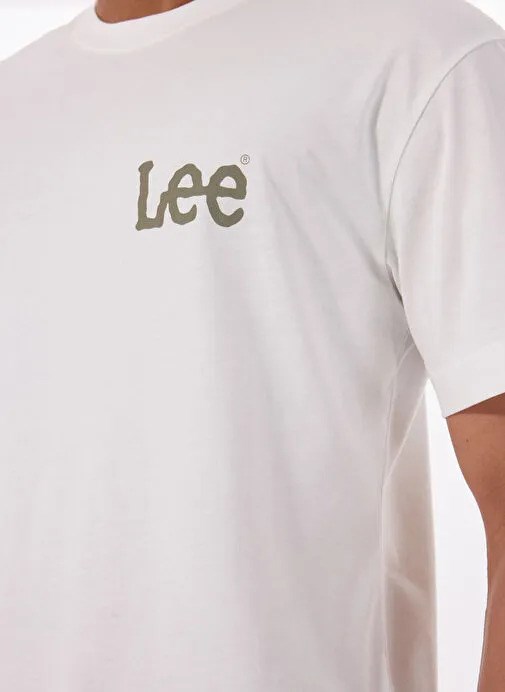 Lee Erkek Bisiklet Yaka Arkası Yazılı Beyaz Tişört - LM828731923  - Lee - LM828731923-2
