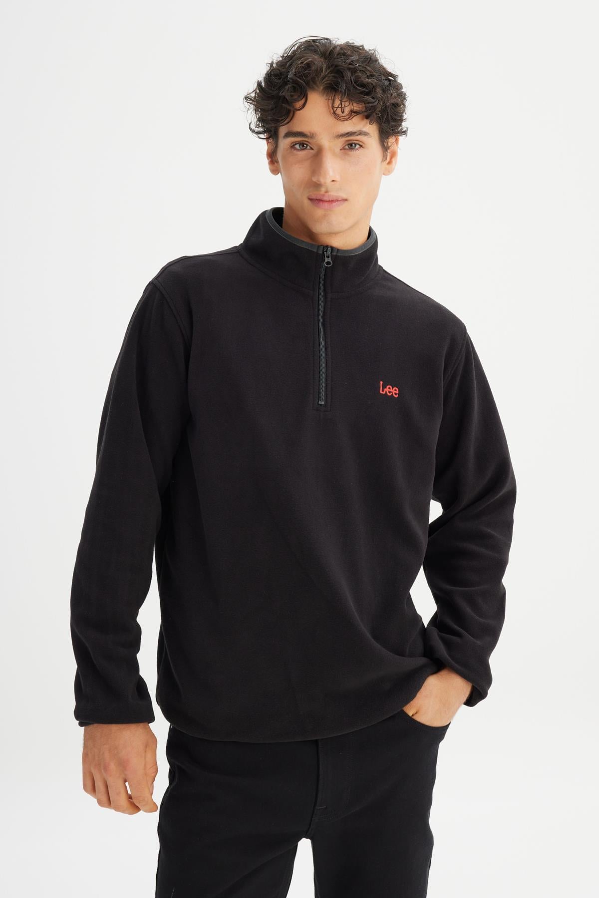 Lee Erkek Dik Yaka Fermuarlı Siyah Polar - L212208001 - Lee - L212208