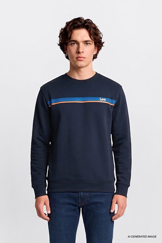 Lee Erkek Logolu Lacivert Sweatshirt - L2620151411 - Lee - L2620151411