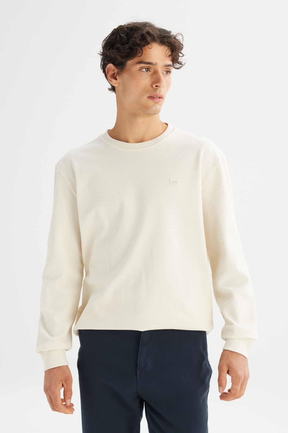 Lee Erkek Pamuk Regular Fit Bisiklet Yaka Patch Logo Bej Sweatshirt - Lee - L2520367-2