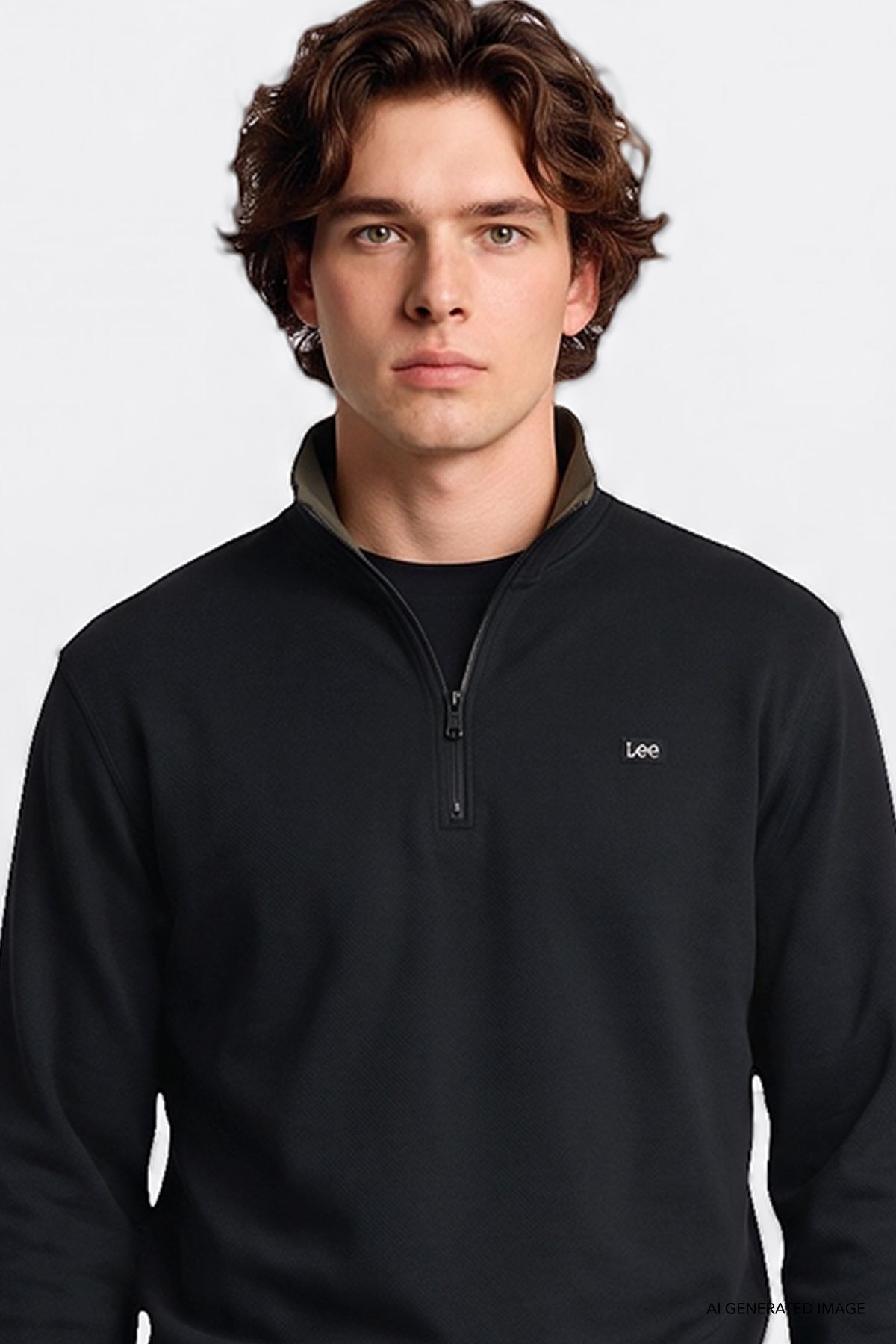 Lee Erkek Pamuklu Regular Fit Yarım Fermuar Antrasit Sweatshirt-L2620159 - Lee - L2620159-A