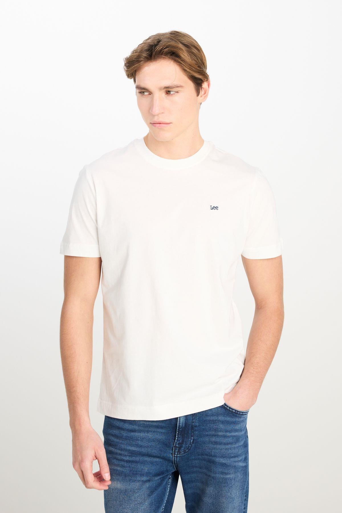 Lee Erkek Regular Fit Bisiklet Yaka 100% Pamuk Beyaz T-Shirt - ML60UFQ12 - Lee - ML60UFQ12