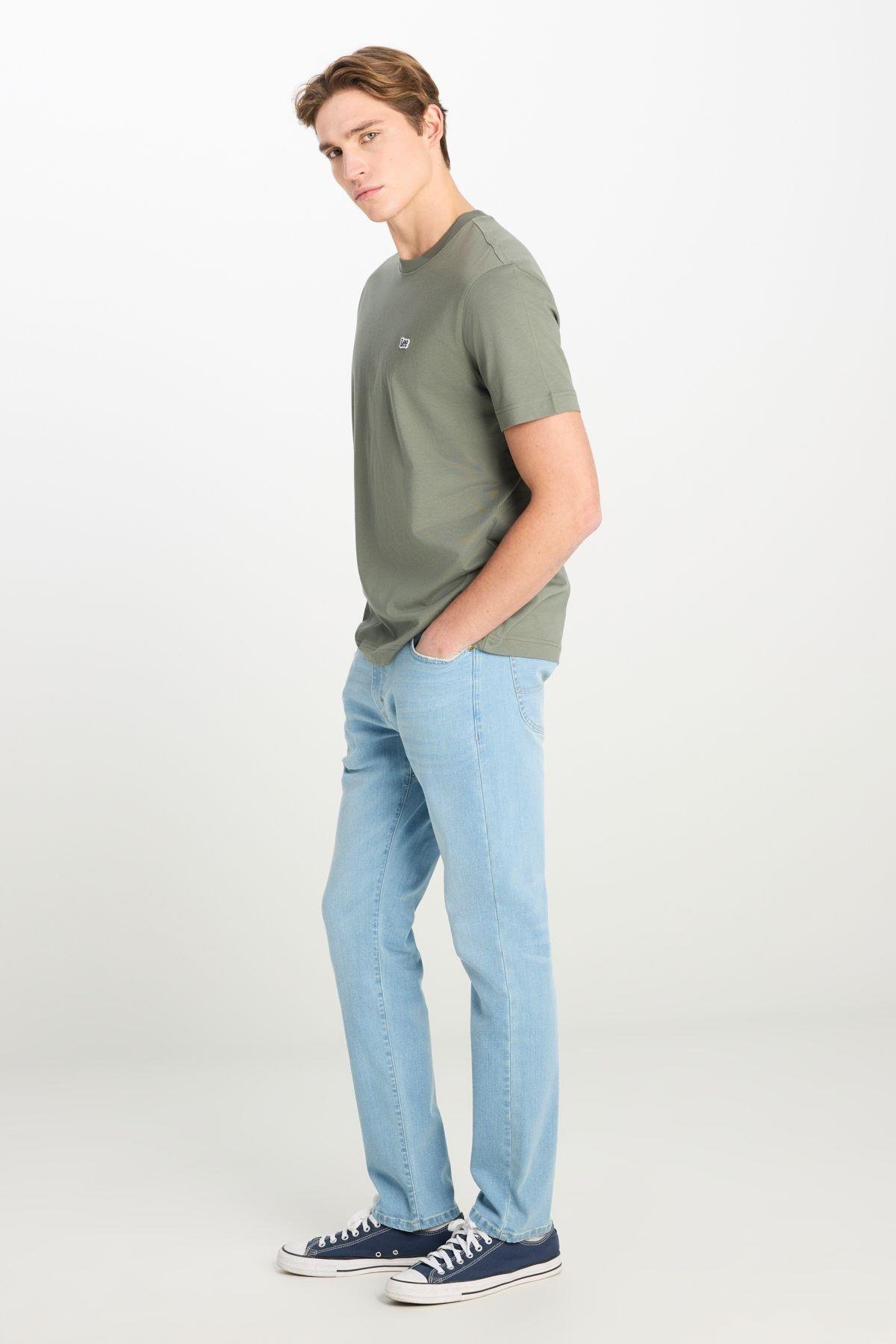 Lee Erkek Regular Fit Bisiklet Yaka Pamuklu Haki T-Shirt - L60UFQ801 - Lee - L60UFQ801