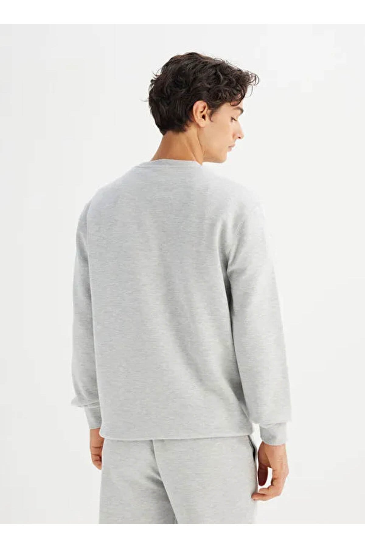 Lee Erkek Regular Fit Normal Kesim Bisiklet Yaka Baskılı Gri Melanj Sweatshirt - L2520308 - Lee - L2520308-3