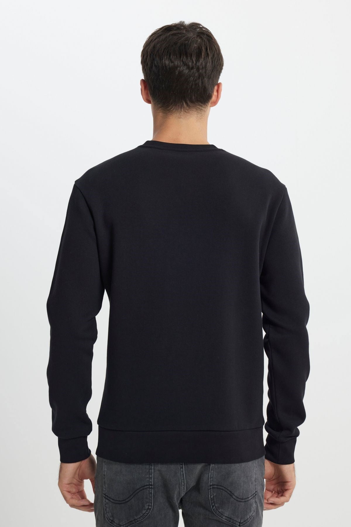 Lee Erkek Regular Fit Normal Kesim Bisiklet Yaka İçi Polarlı Siyah Sweatshir t- L212299 - Lee - L212299-2