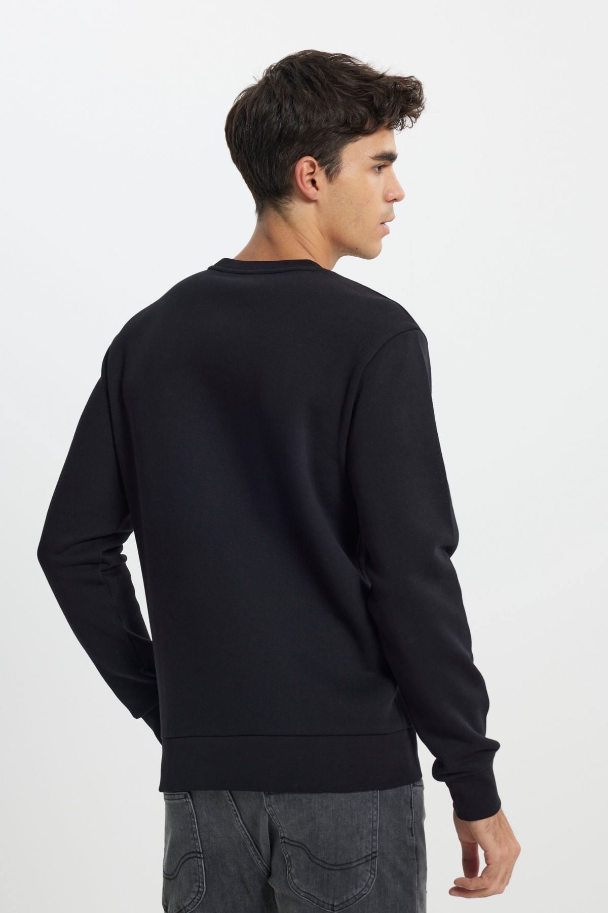 Lee Erkek Regular Fit Normal Kesim Bisiklet Yaka İçi Polarlı Siyah Sweatshir t- L212299 - Lee - L212299-2