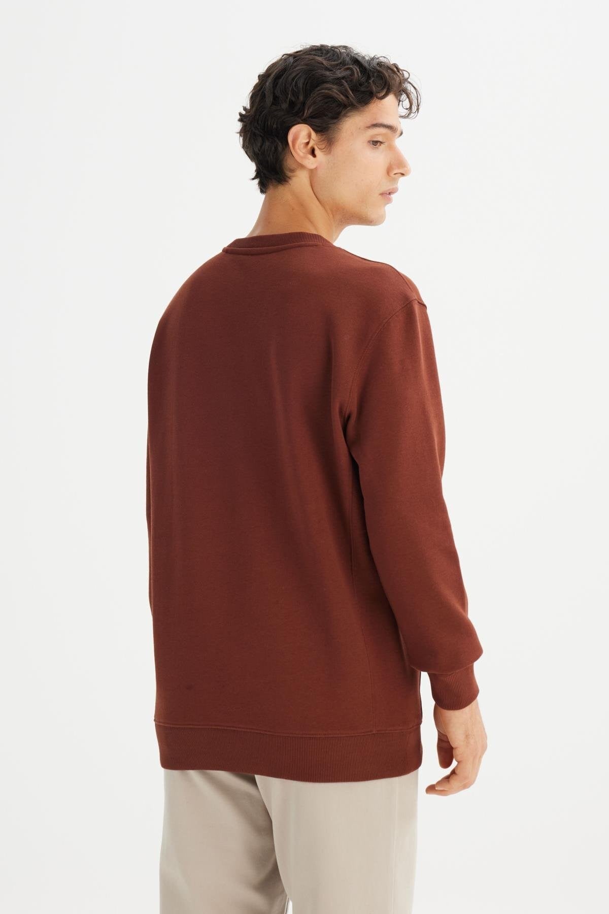 Lee Erkek Regular Fit Normal Kesim Bisiklet Yaka Kiremit Rengi Sweatshirt - L81IRY - Lee - L81IRY-1