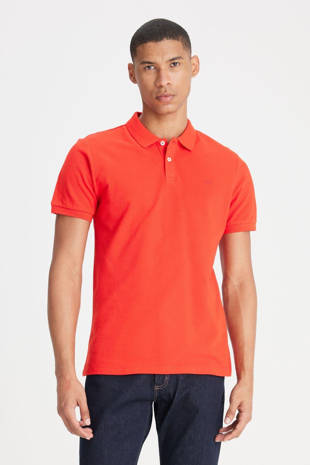 Lee Erkek Regular Fit Normal Kesim Pamuk Polo Yaka Mercan Tişört - L211810  - Lee - muk-L211810