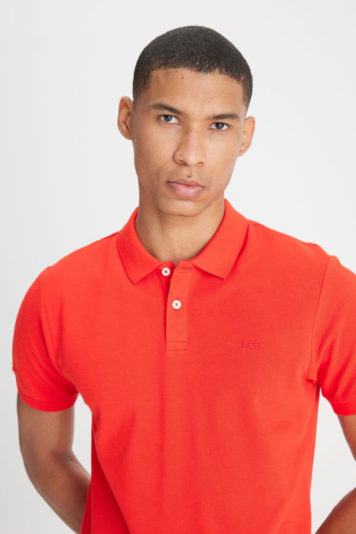 Lee Erkek Regular Fit Normal Kesim Pamuk Polo Yaka Mercan Tişört - L211810  - Lee - muk-L211810
