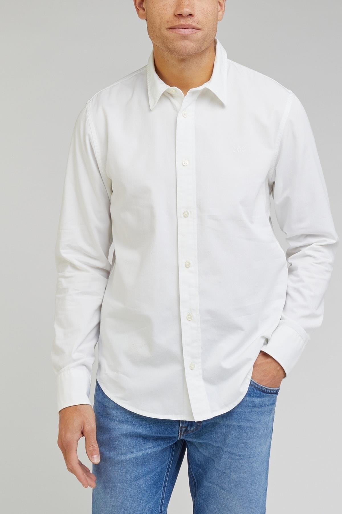 Lee Erkek Regular Fit Pamuk Beyaz Uzun Kollu Gömlek - LL37BML  - Lee - LL37BML