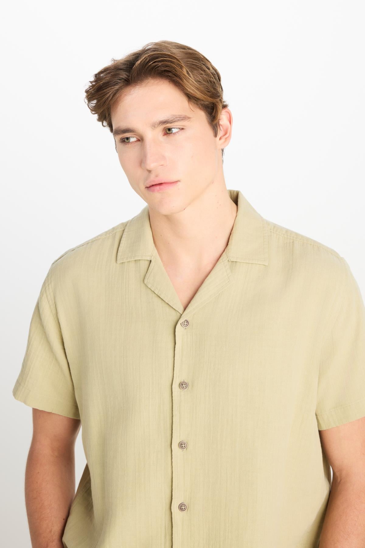 Lee Erkek Relaxed Fit Açık Yeşil Keten Gömlek - L2510207299 - Lee - L2510207