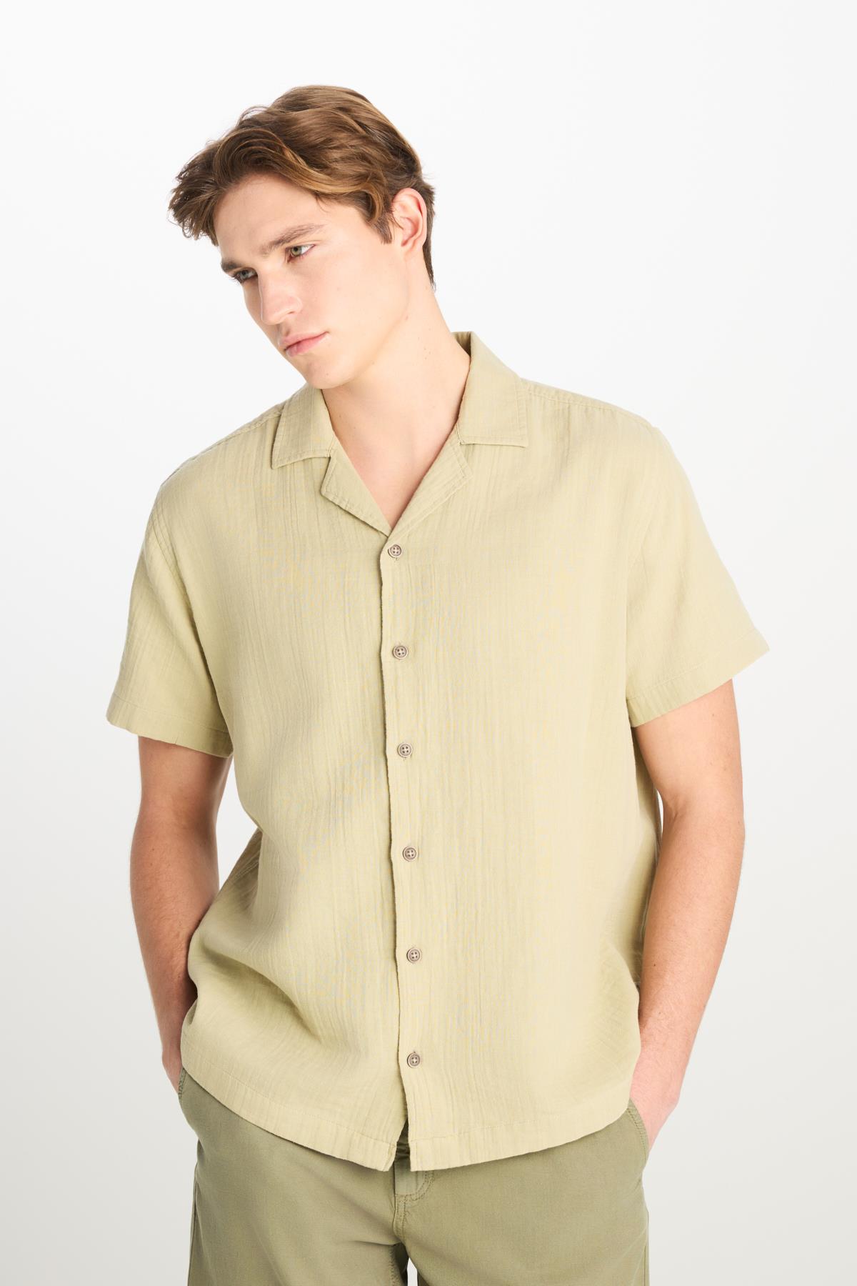 Lee Erkek Relaxed Fit Açık Yeşil Keten Gömlek - L2510207299 - Lee - L2510207