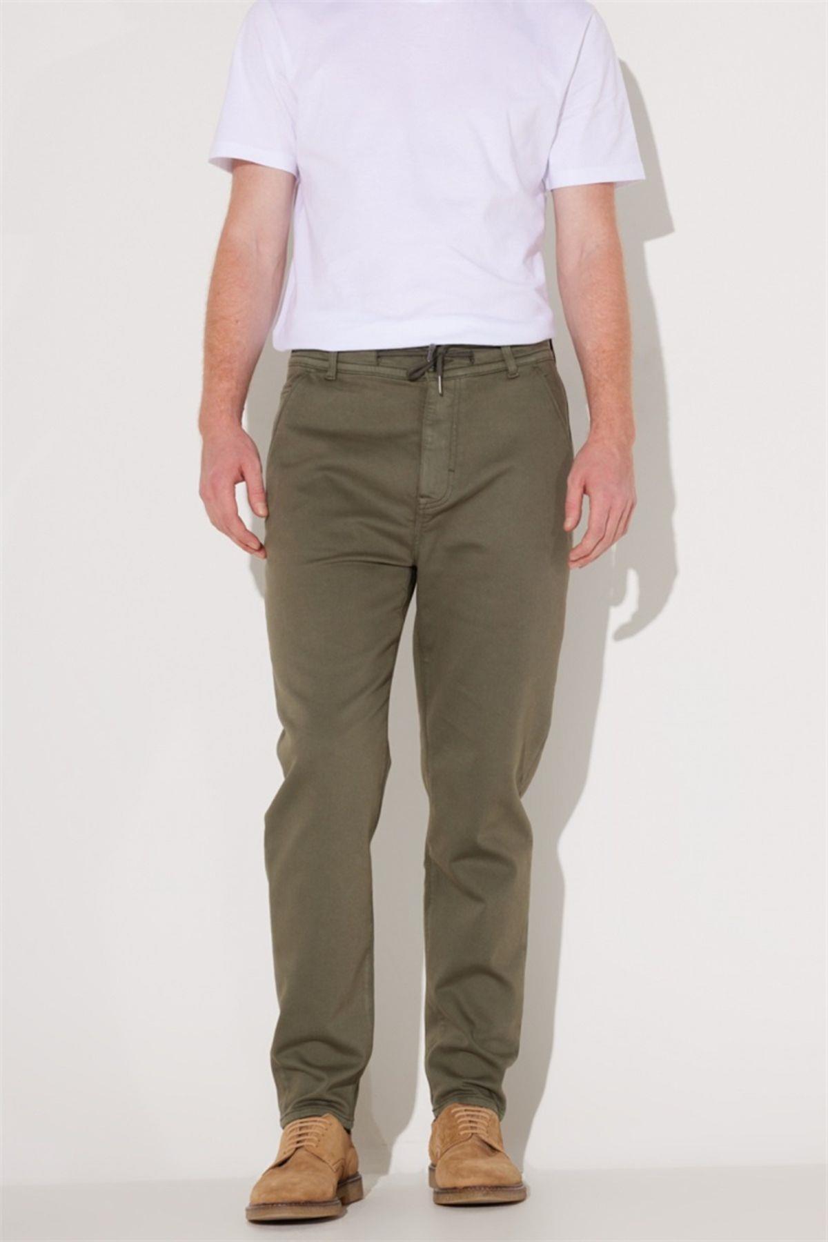 Lee Erkek Slim Fit Normal Bel Haki Jogger Pantolon - LM043002801 - Lee - muk-LM043002