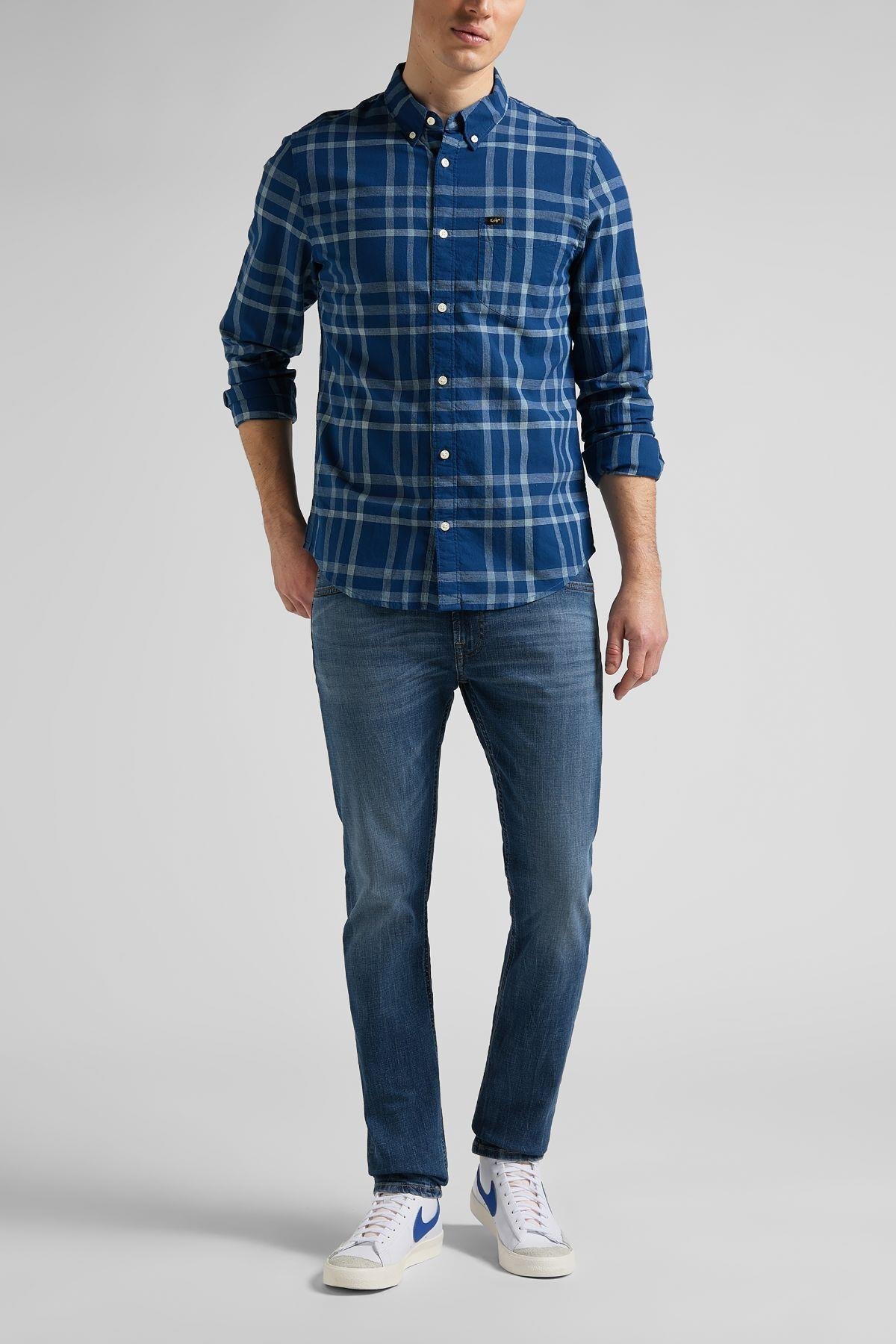 Lee Luke Slim Fit Dar Kesim Düşük Bel Dar Paça Mavi Erkek Esnek Jean Denim Kot Pantolon - Lee - muk-L719