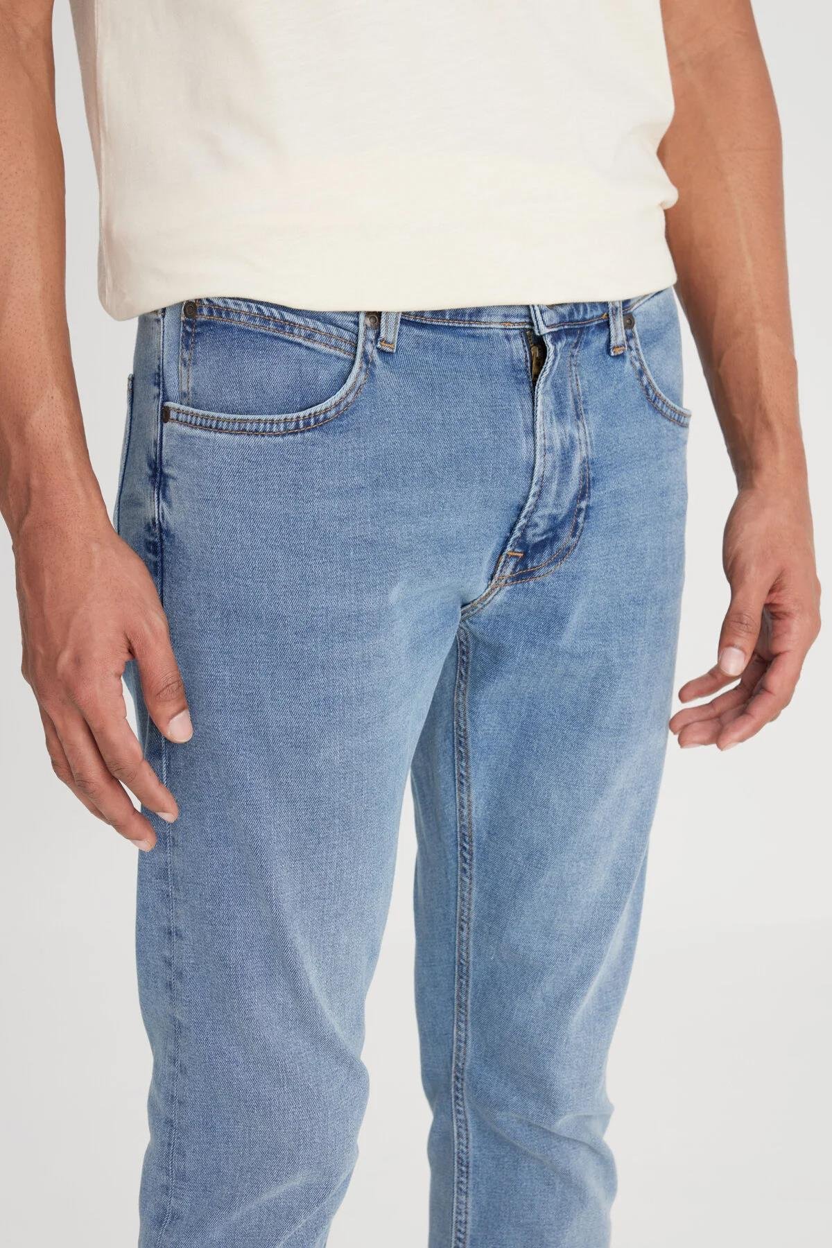 Lee Luke Slim Fit Dar Kesim Normal Bel Mavi Esnek Jean Kot Pantolon - L719059XT - Lee - muk-L719