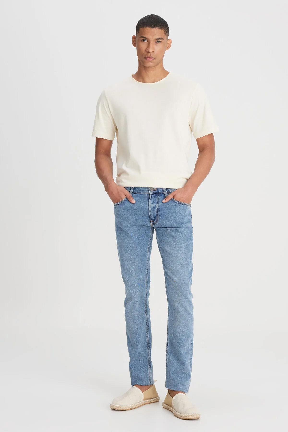 Lee Luke Slim Fit Dar Kesim Normal Bel Mavi Esnek Jean Kot Pantolon - L719059XT - Lee - muk-L719