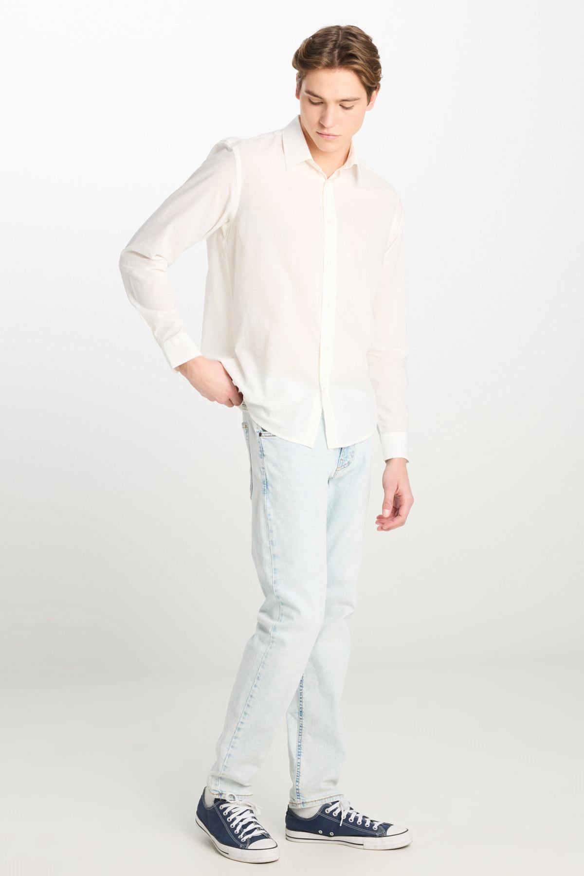 Lee Pamuk Regular Fit Normal Kesim Beyaz Gömlek - L2510557100 - Lee - L2510557100