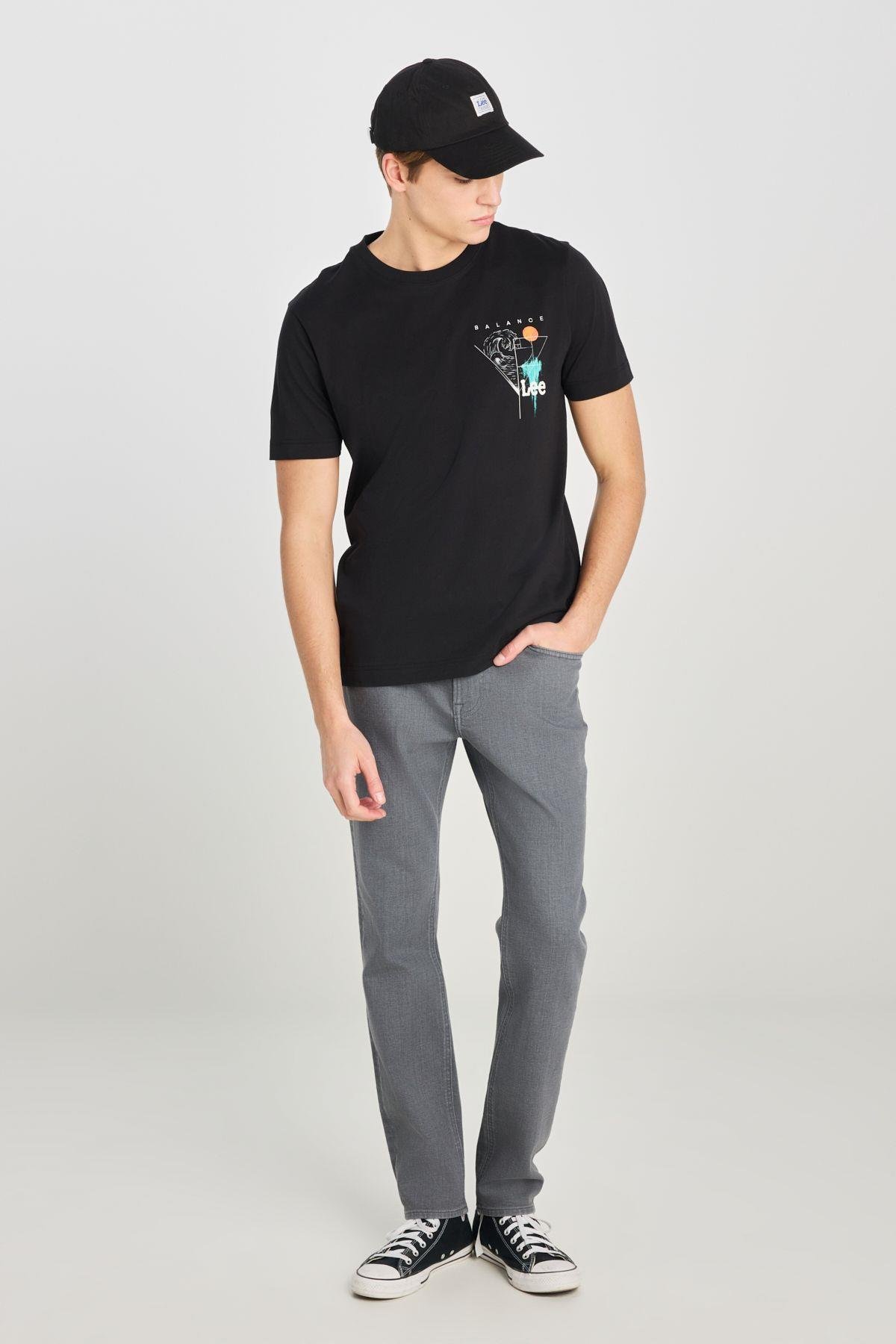 Lee Pamuklu Regular Fit Normal Kesim Bisiklet Yaka Baskılı Siyah Tişört - L2510319 - Lee - L2510319