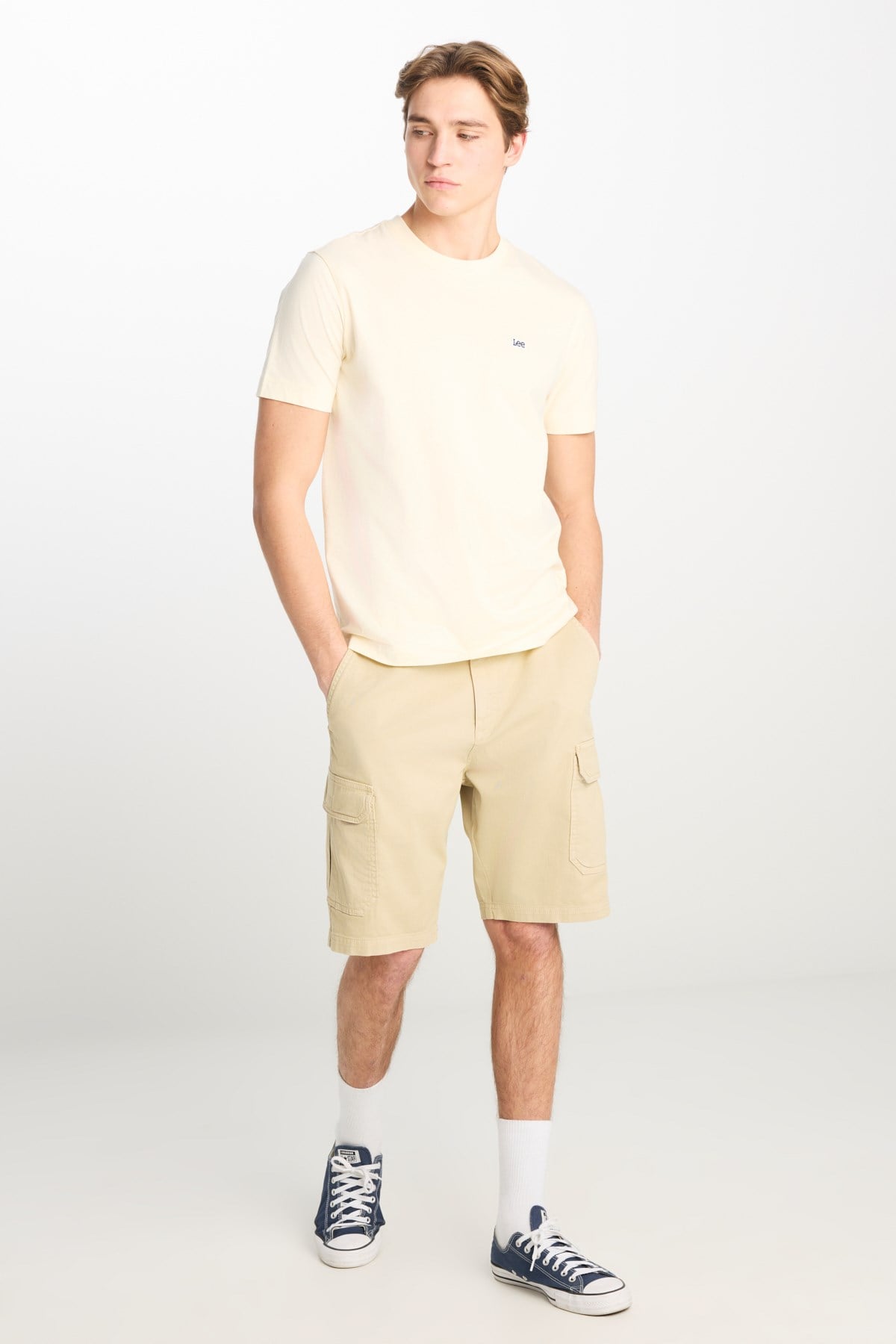 Lee Pamuklu Relaxed Fit Geniş Kesim Normal Bel Bej Chino Şort-L71JA4897 - Lee - L71JA4897-S