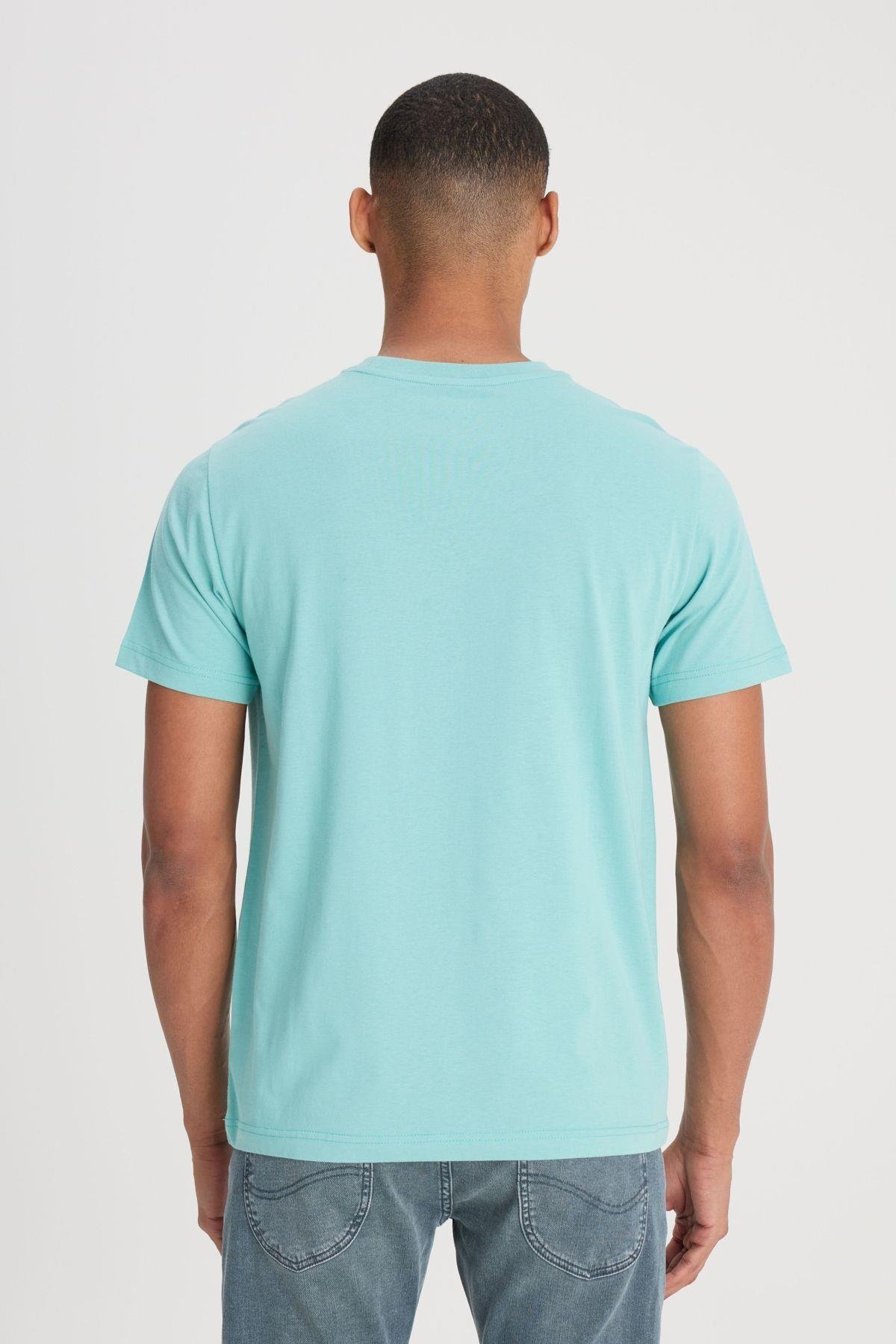 Lee Regular Fit %100 Pamuk Bisiklet Yaka Açık Mavi T-Shirt - L60UFQ41 - Lee - L60UFQ41