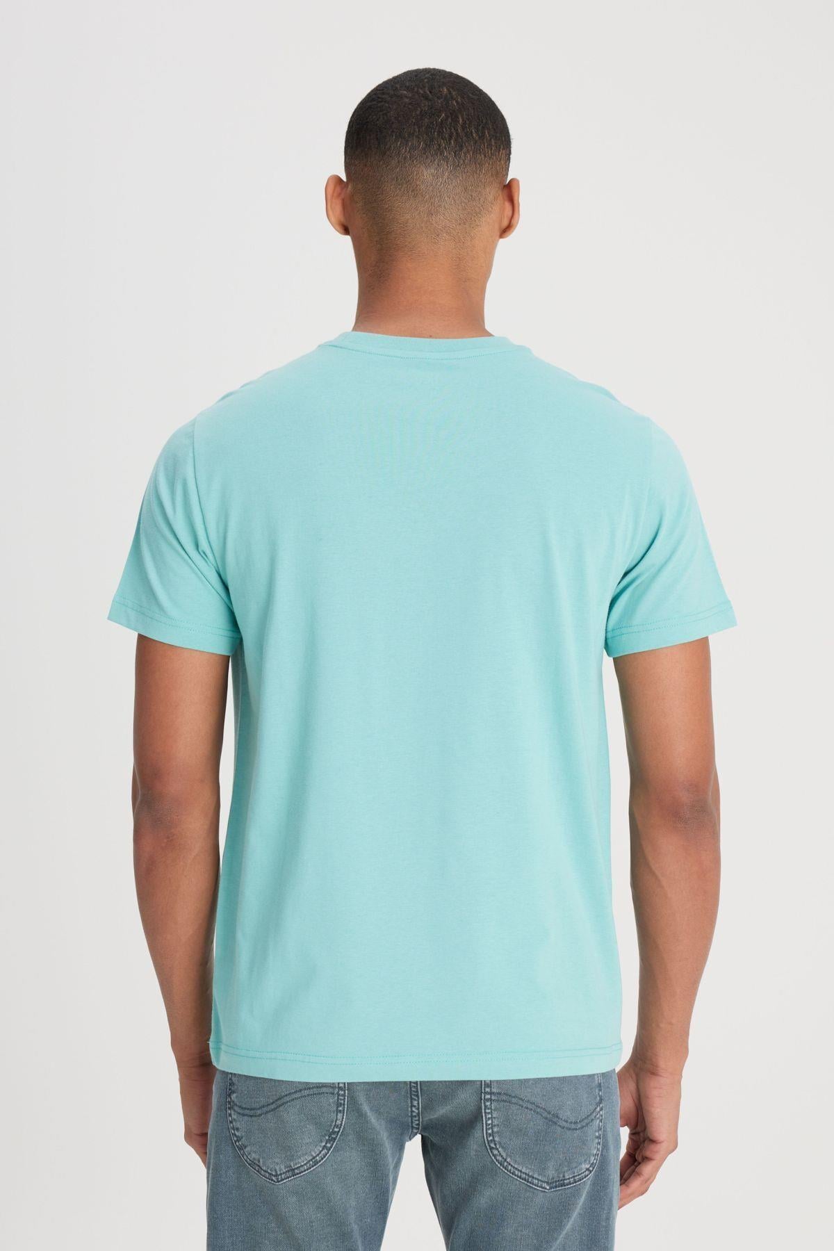 Lee Regular Fit %100 Pamuk Bisiklet Yaka Açık Mavi T-Shirt - L60UFQ41 - Lee - L60UFQ41