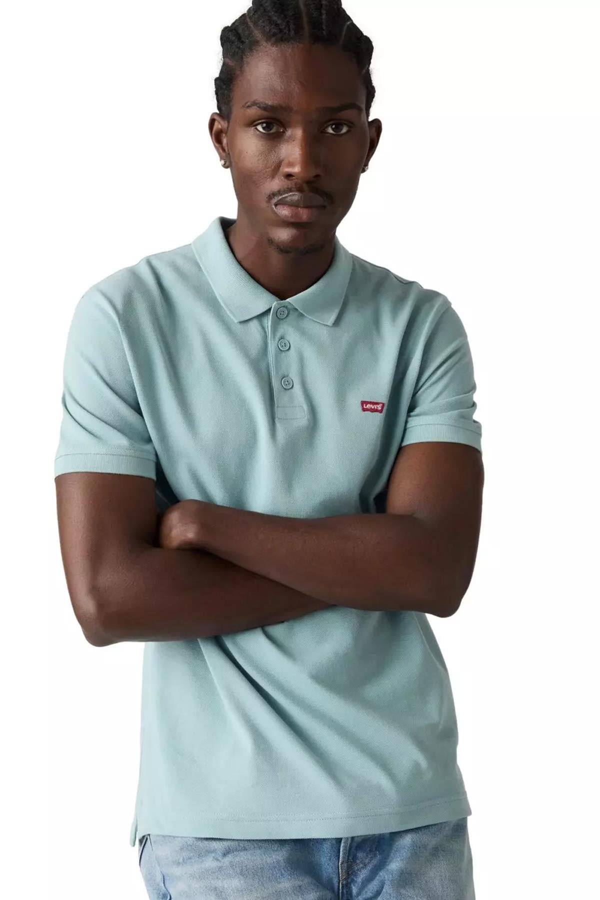 Levi's Erkek 100% Pamuk Standard Fit Polo Yaka Su Yeşili T-Shirt - 35883-0283 - Levi's - 35883-0283