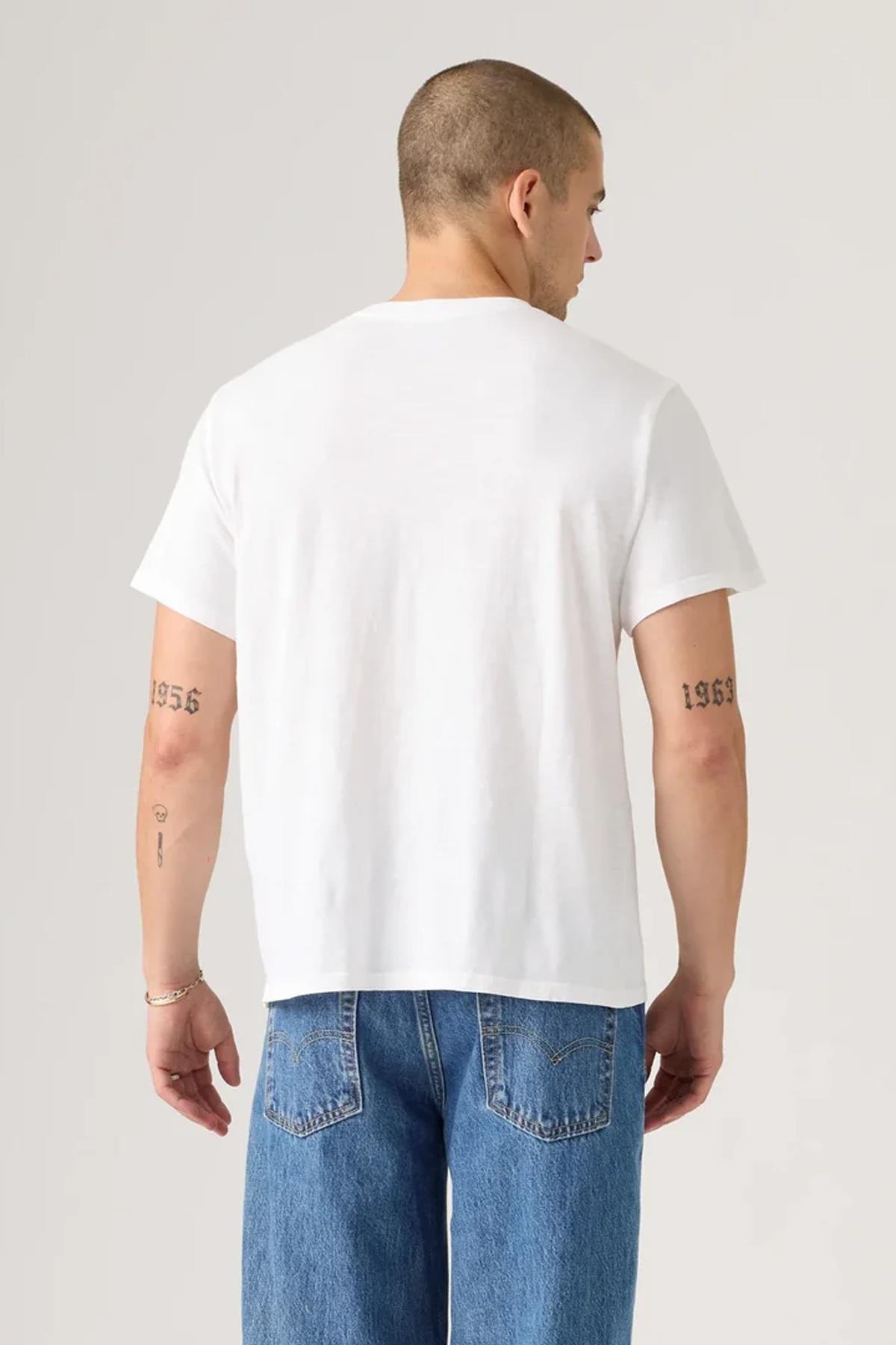 Levi's Erkek Baskılı Bisiklet Yaka Relaxed Fit Beyaz T-shirt - A2082-0294 - Levi's - A2082-0294