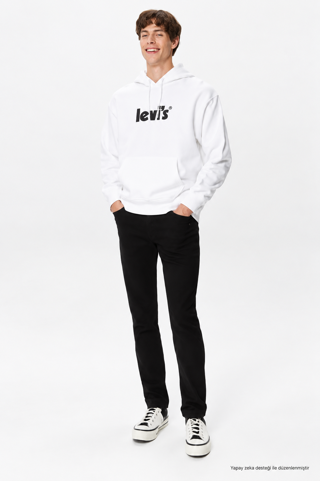 Levi's Erkek Beyaz Kapüşonlu Sweatshirt - A2639-0002 - Levi's - A2639-0002