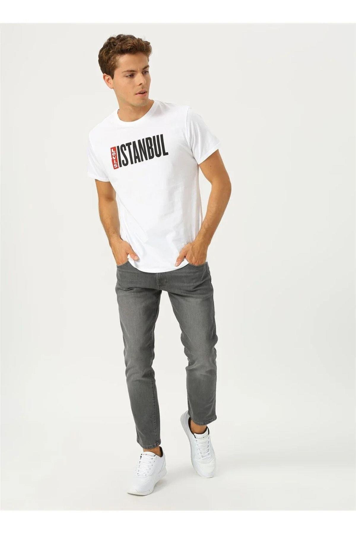 Levis Erkek Bisiklet Yaka Basklı İstanbul T-Shirt A7747-0000 - Levi's - A7747-0000