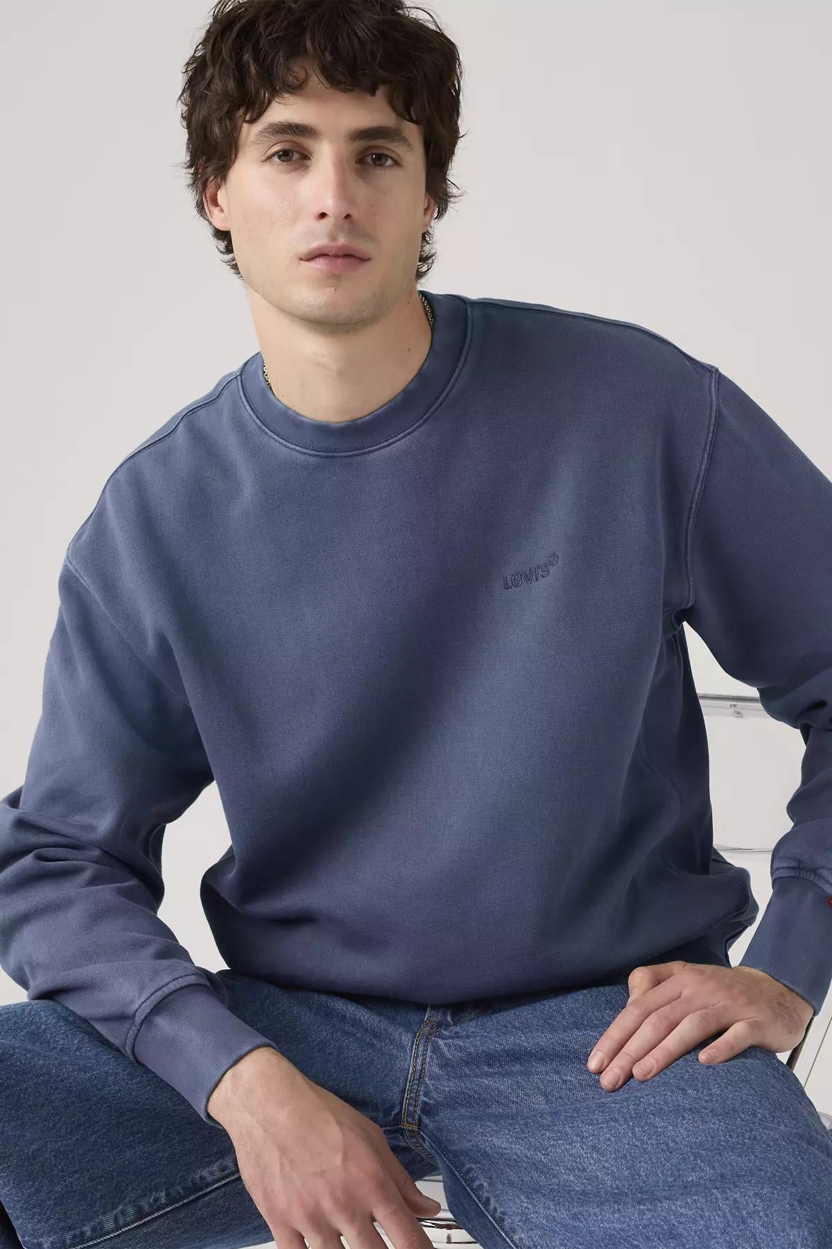 Levi's Erkek Bisiklet Yaka Mavi Sweatshirt - A9244 0002 - Levi's - A9244 0002