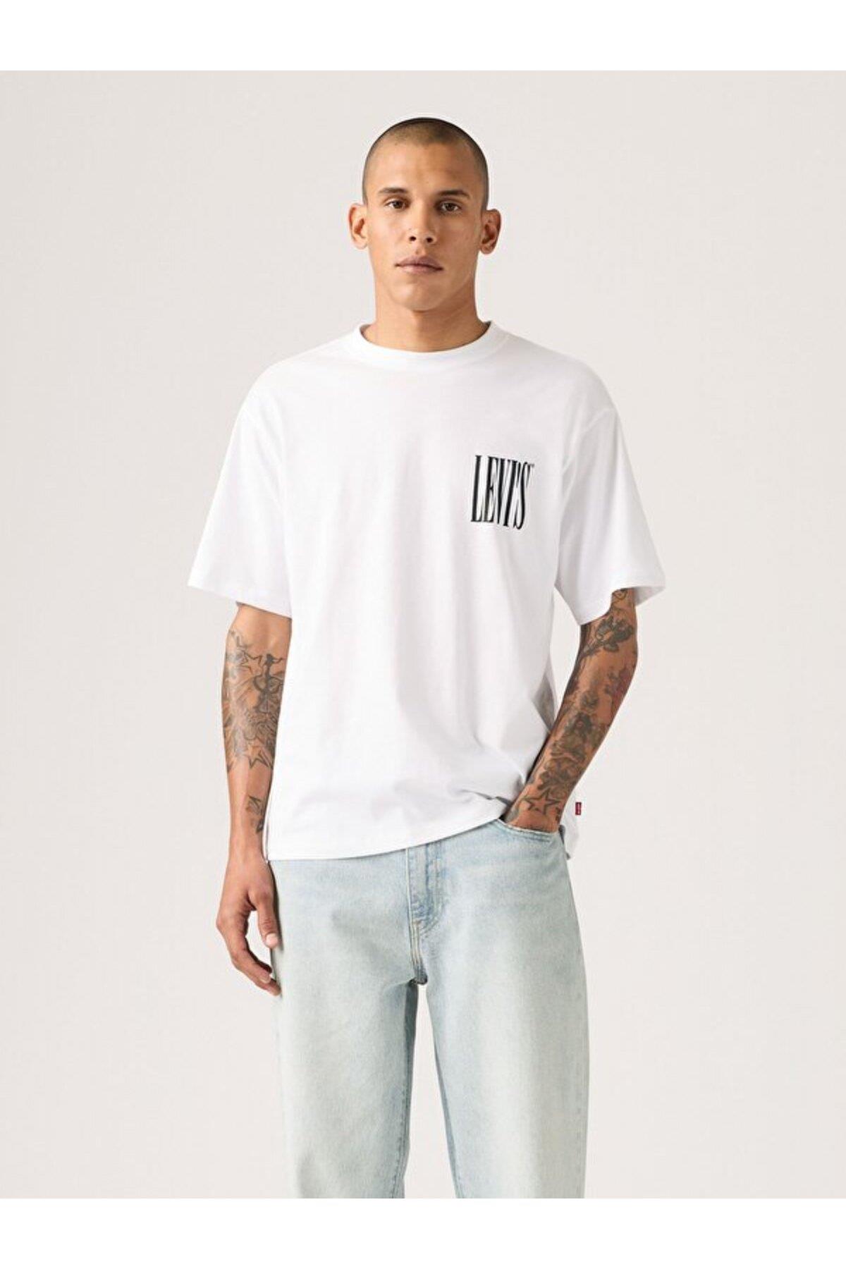 Levi's Erkek Bisiklet Yaka Sırt Baskılı Beyaz T-Shirt - A9440-0017 - Levi's - A944000170