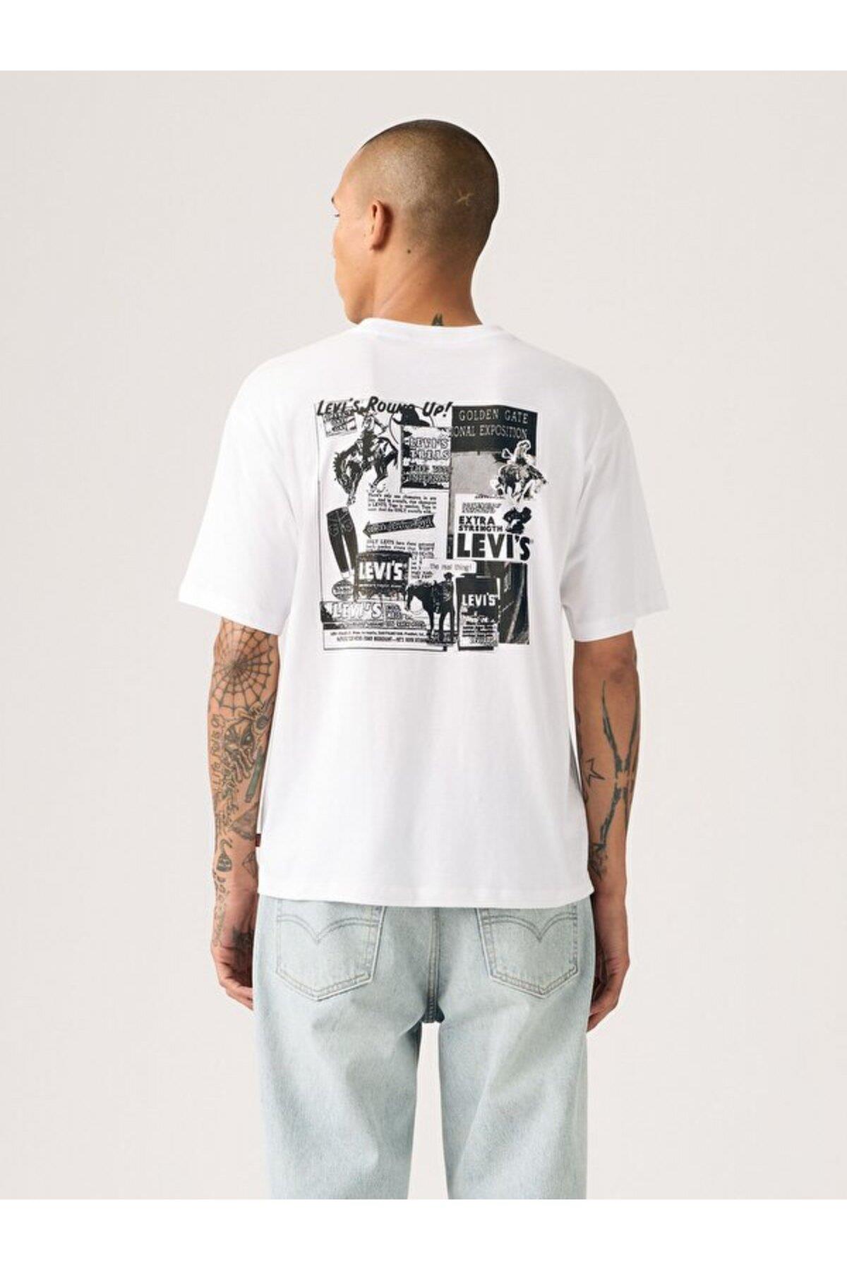 Levi's Erkek Bisiklet Yaka Sırt Baskılı Beyaz T-Shirt - A9440-0017 - Levi's - A944000170
