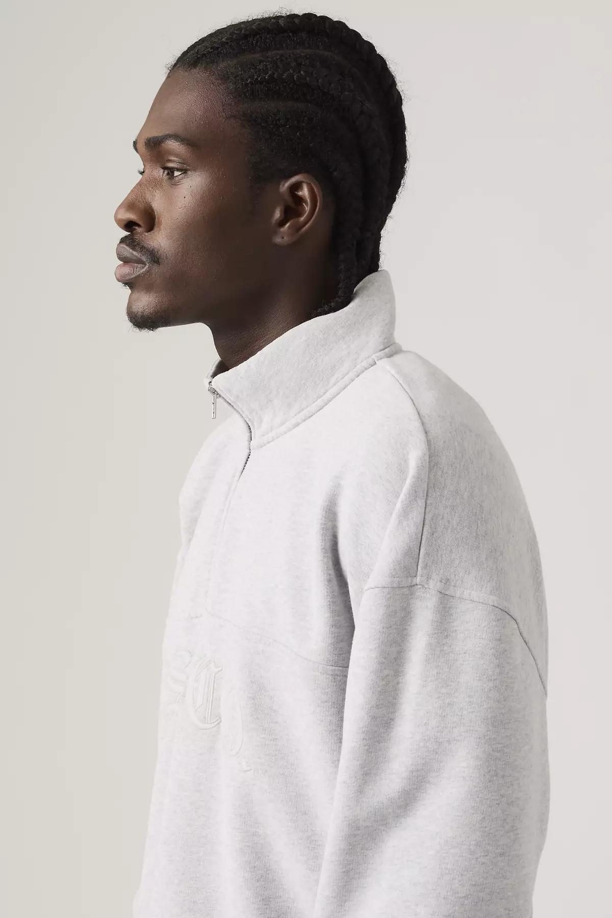 Levi's Erkek Bol Kesimli Yarım Fermuarlı Gri Sweatshirt - 005HS-0004 - Levi's - 005HS-0004