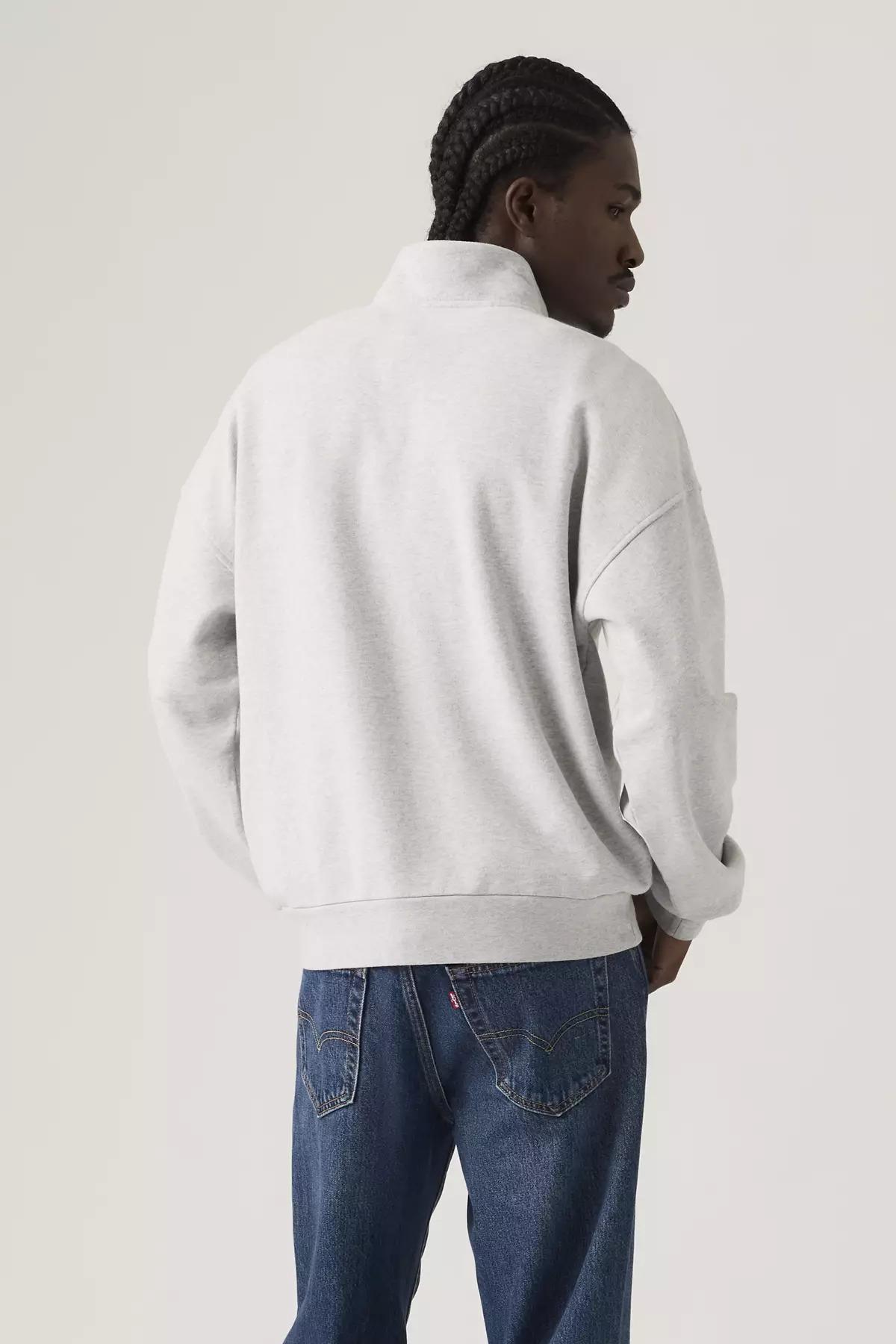 Levi's Erkek Bol Kesimli Yarım Fermuarlı Gri Sweatshirt - 005HS-0004 - Levi's - 005HS-0004