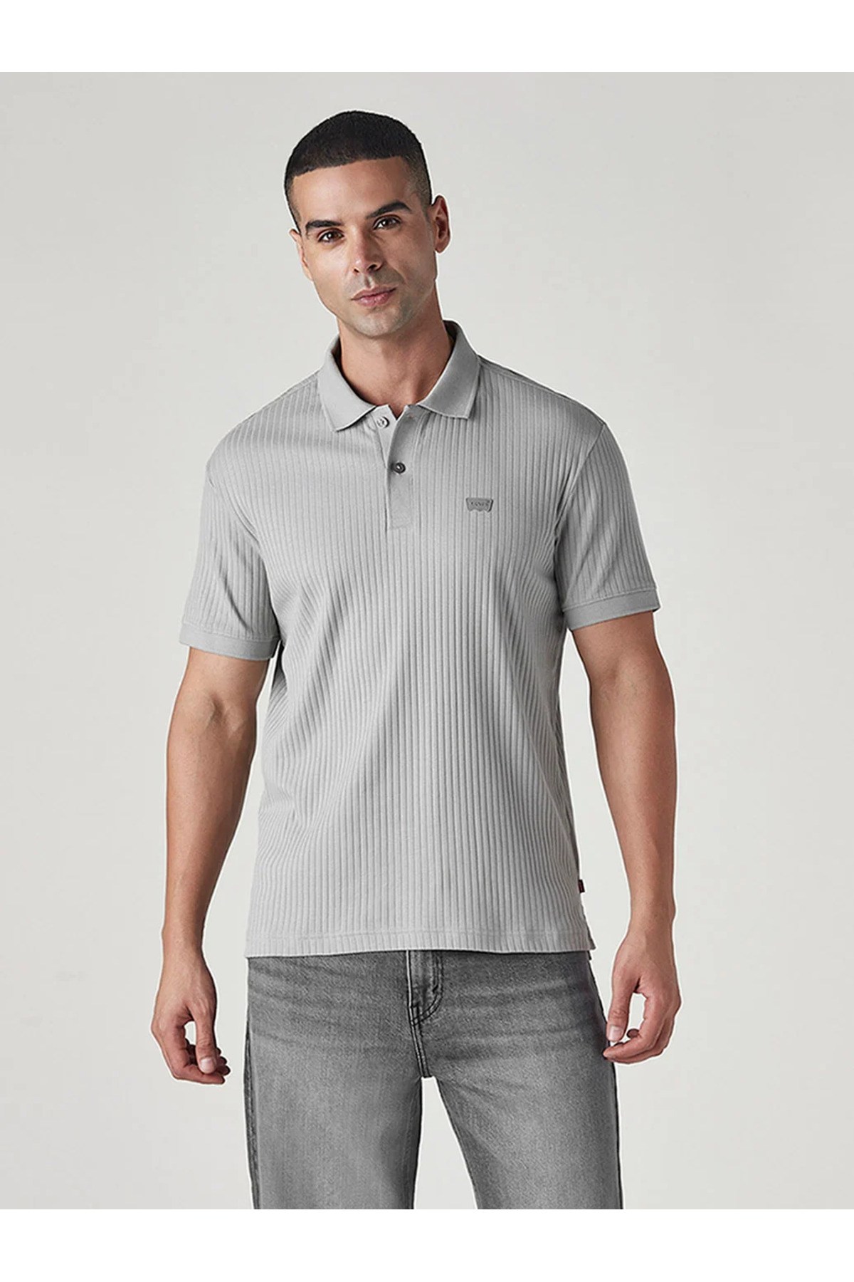 Levi's Erkek Gri Dokulu Fitilli Polo Yaka Tişört 004LX-0012 - Levi's - 004LX-0012