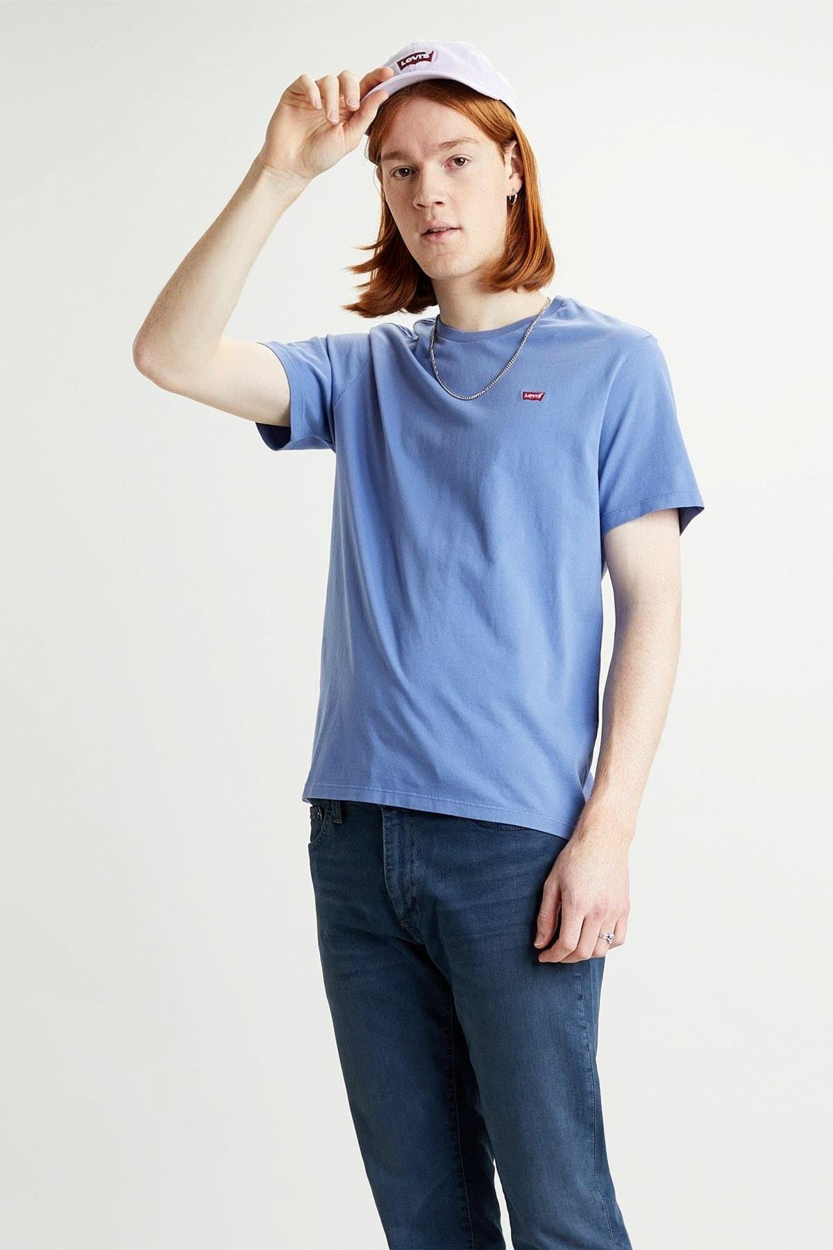 Levi's Erkek İndigo Logo Baskılı Bisiklet Yaka Pamuk T Shirt 566050079 - Levi's - 566050079