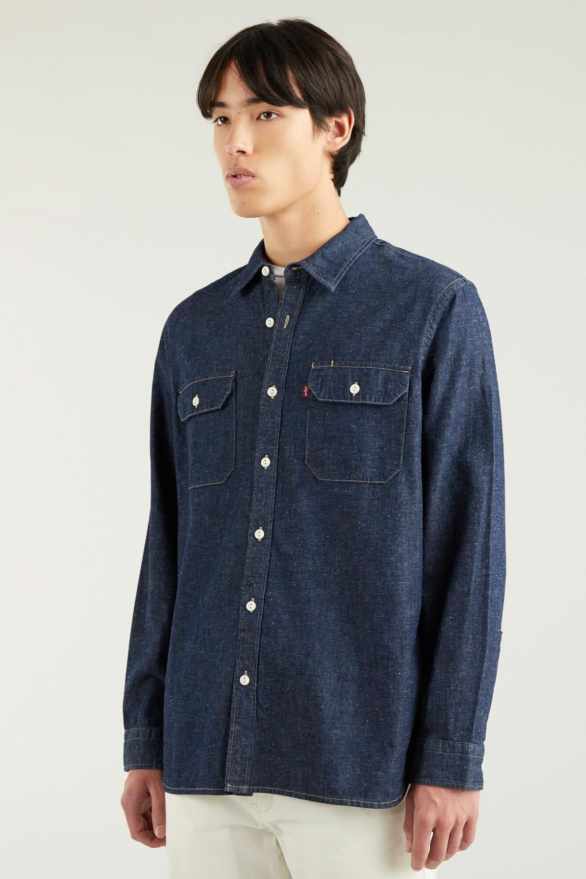 Levi's Erkek Jackson Worker Cotton Koyu Mavi Kot Gömlek - 19573-0135 - Levi's - 1957301350
