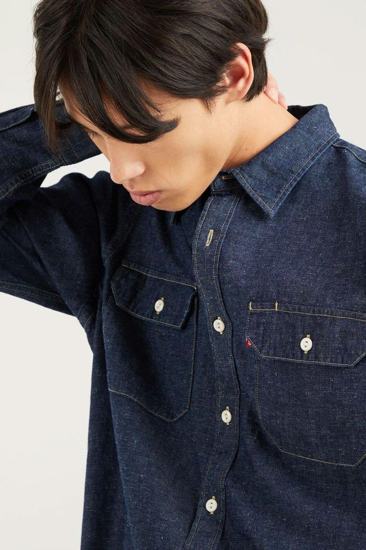 Levi's Erkek Jackson Worker Cotton Koyu Mavi Kot Gömlek - 19573-0135 - Levi's - 1957301350