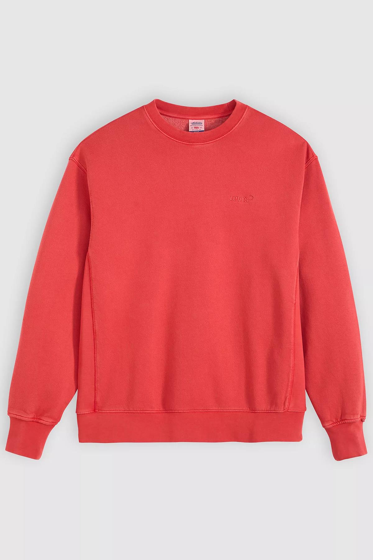 Levi's Erkek Pamuklu Kırmızı Relaxed Fit Bisiklet Yaka Logolu Sweatshirt - A9244 - Levi's - A9244-0033