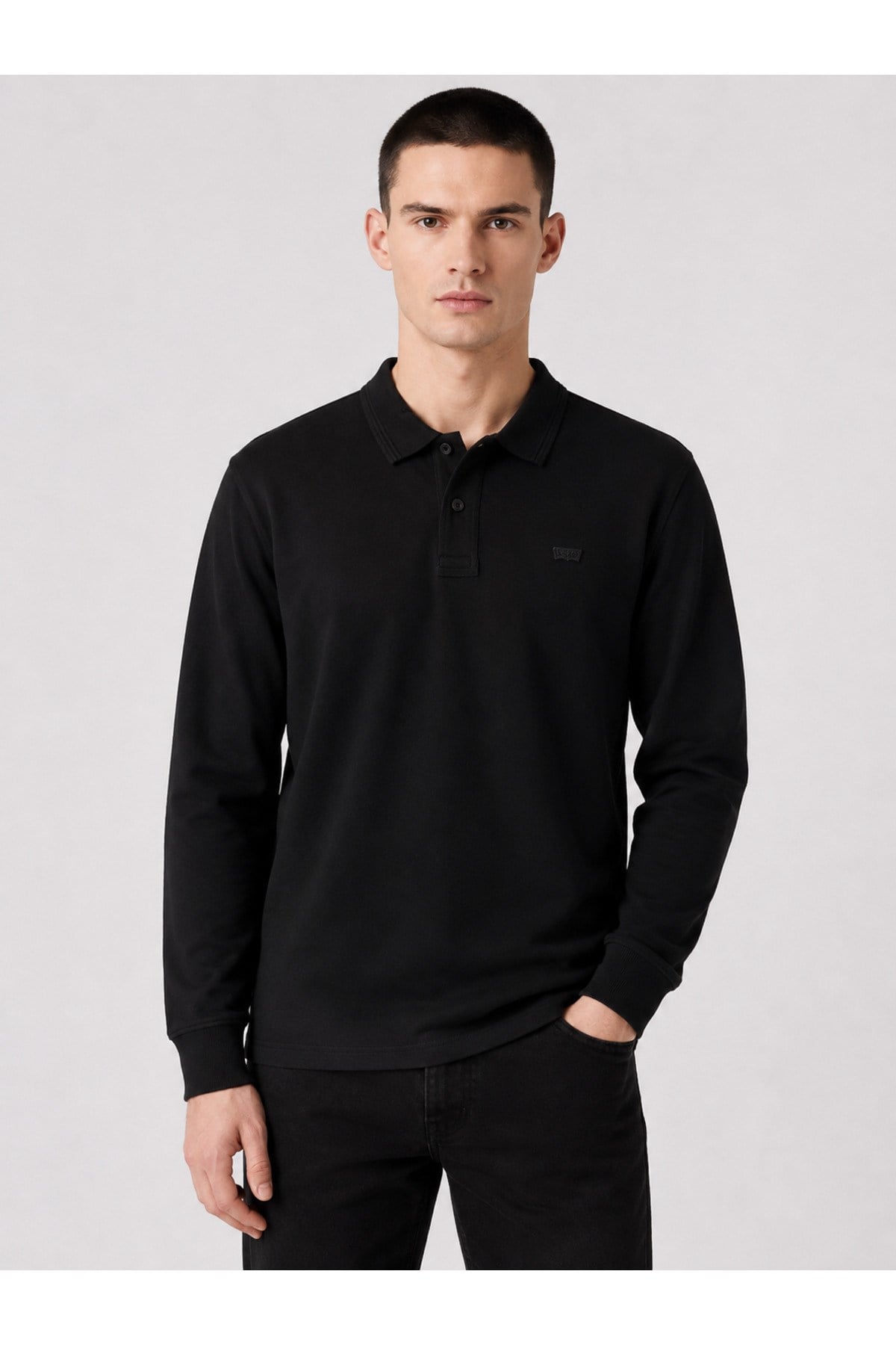 LEVİ'S Erkek Polo Yaka Standart Fıt uzun kollu Siyah Sweatshirt - 00AUT-0001 - Levi's - 00AUT-0001