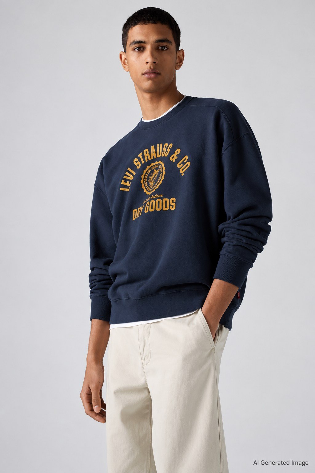 Levi's Erkek Relaxed Fit Baskılı Lacivert Sweatshirt-005PK-0013 - Levi's - 005PK-0013