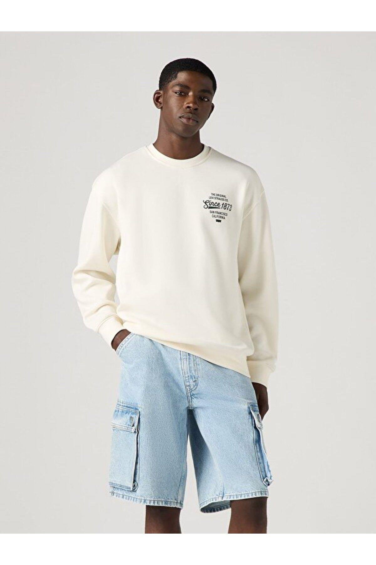 Levi's Erkek Relaxed Graphic Beyaz Sweatshirt - 38712-0457 - Levi's - 3871204570