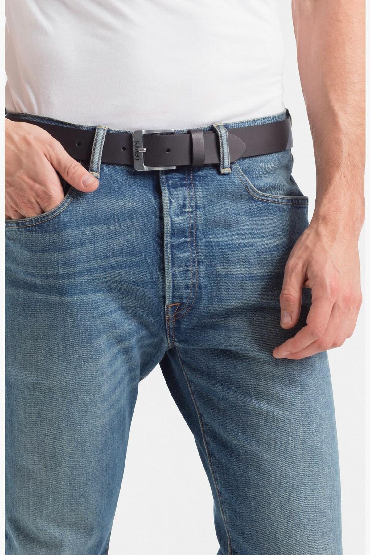 Levi's Erkek Siyah Deri Kemer 77134-0611 - Levi's - 77134-0611