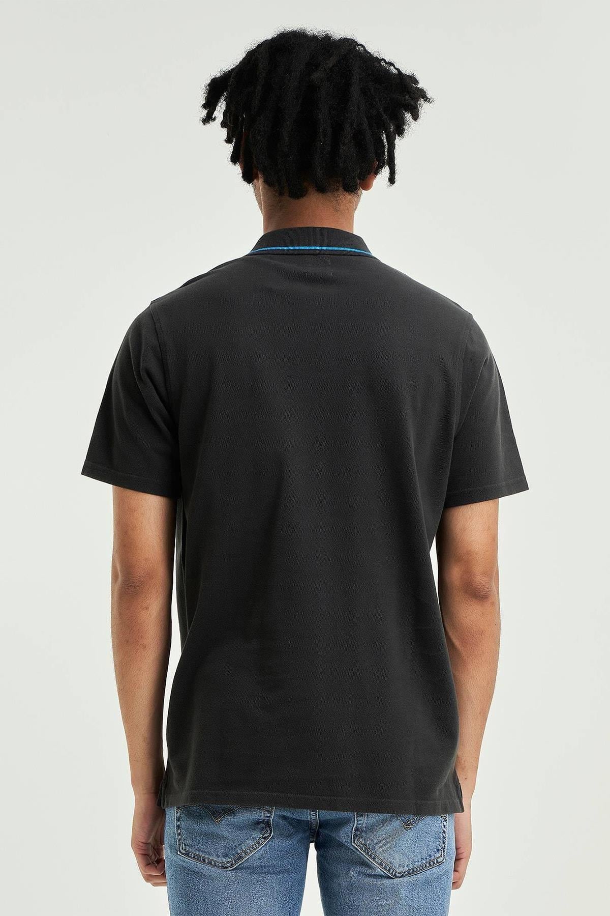 Levi's Erkek Siyah Mavi Nakış Polo T-shirt - A3121-0002 - Levi's - TYC00544037439