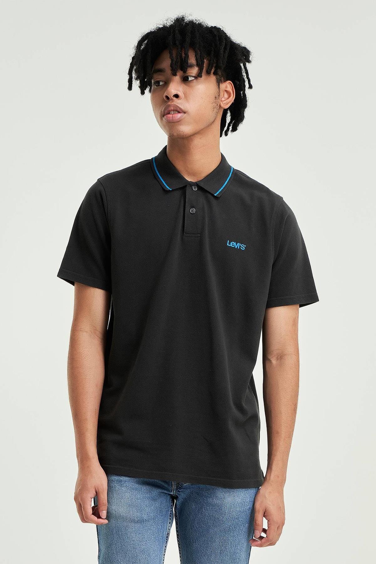 Levi's Erkek Siyah Mavi Nakış Polo T-shirt - A3121-0002 - Levi's - TYC00544037439